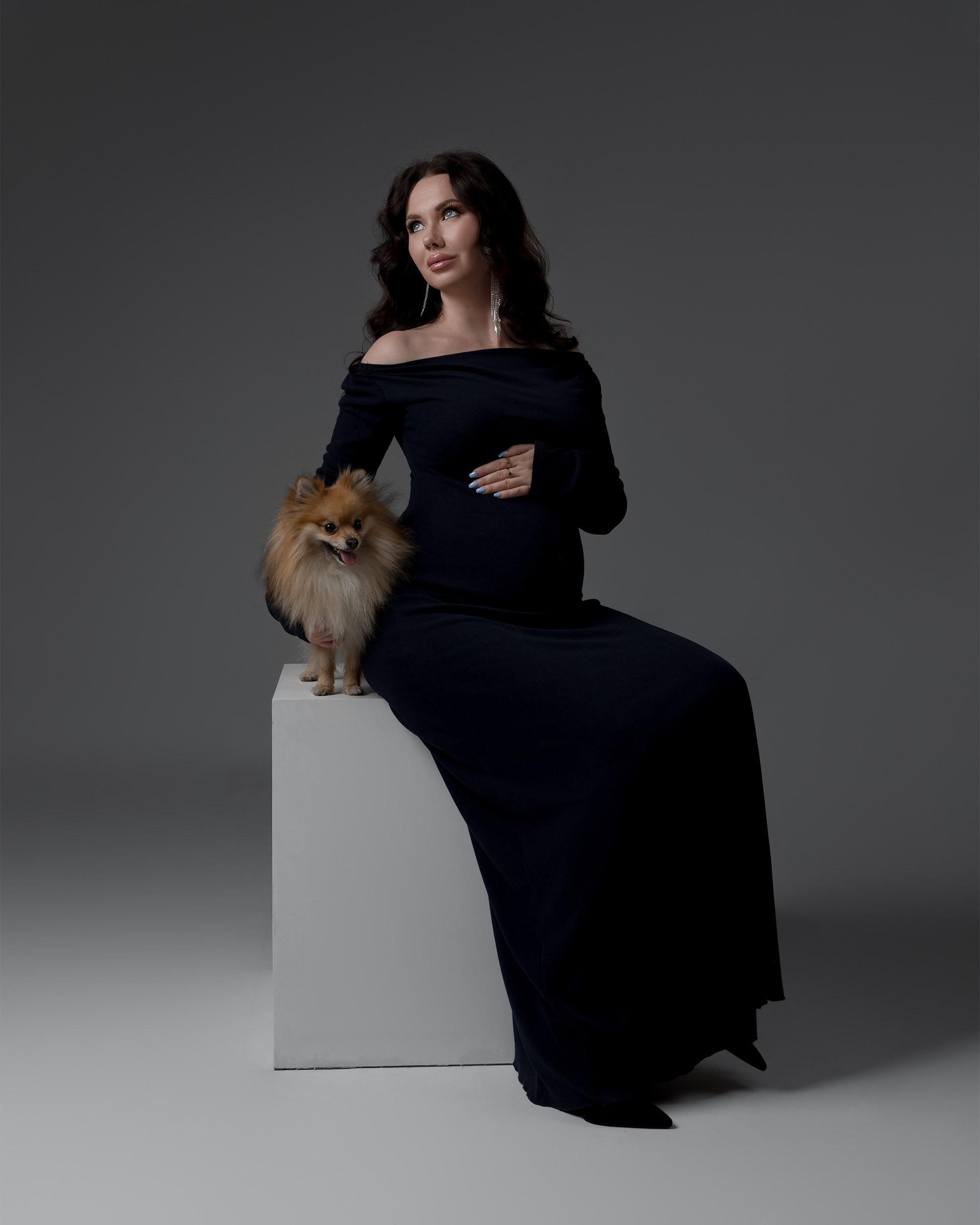 Embarazo y&nbsp;Maternidad sesiones de fotografía  con mascotas , sesiones de Embarazo en estudio 