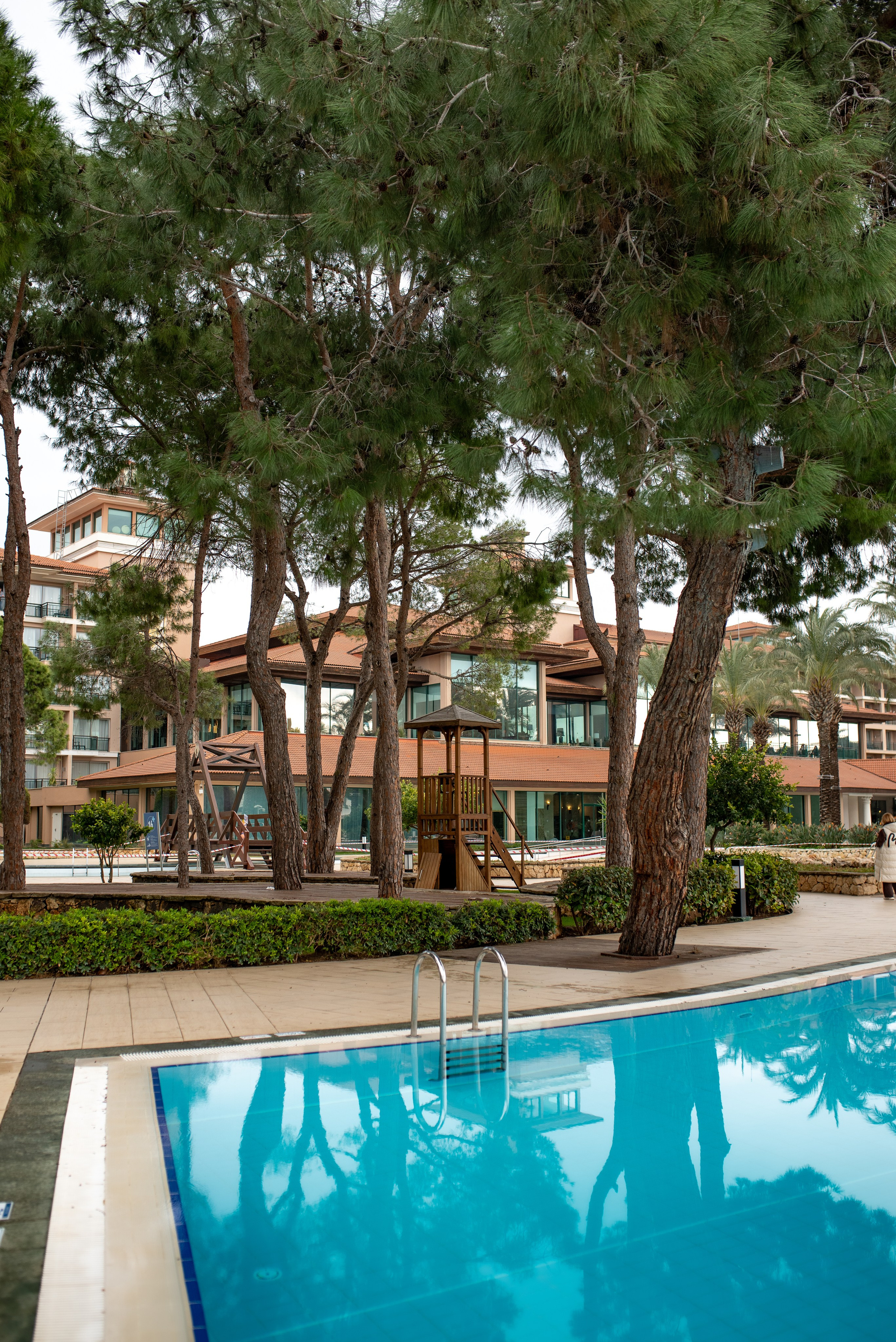 Garden area  pool at IC Hotels family resort in Antalya photographed by professional hotel photographer