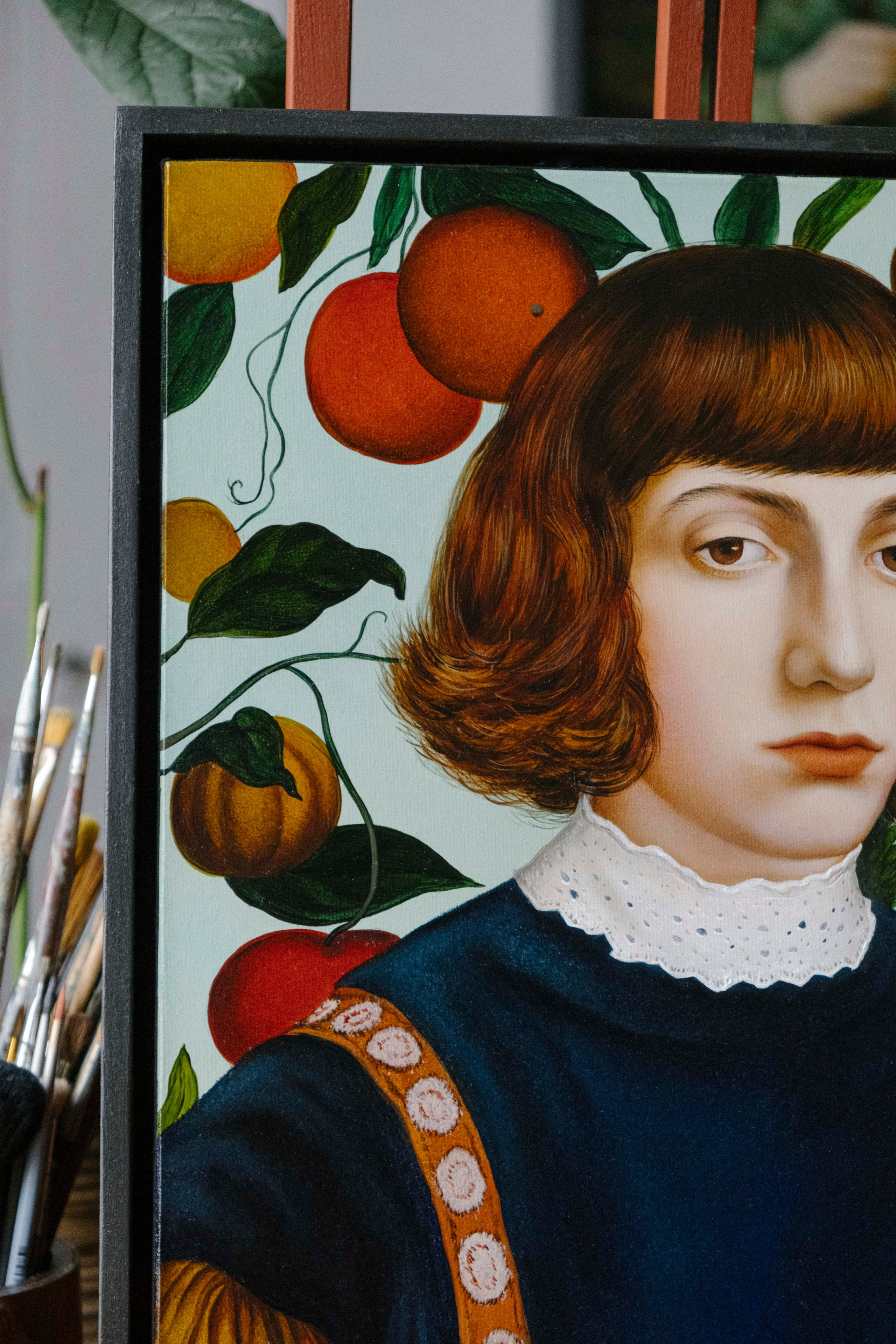 Portrait on a Turquoise background. ELEN BEZHEN