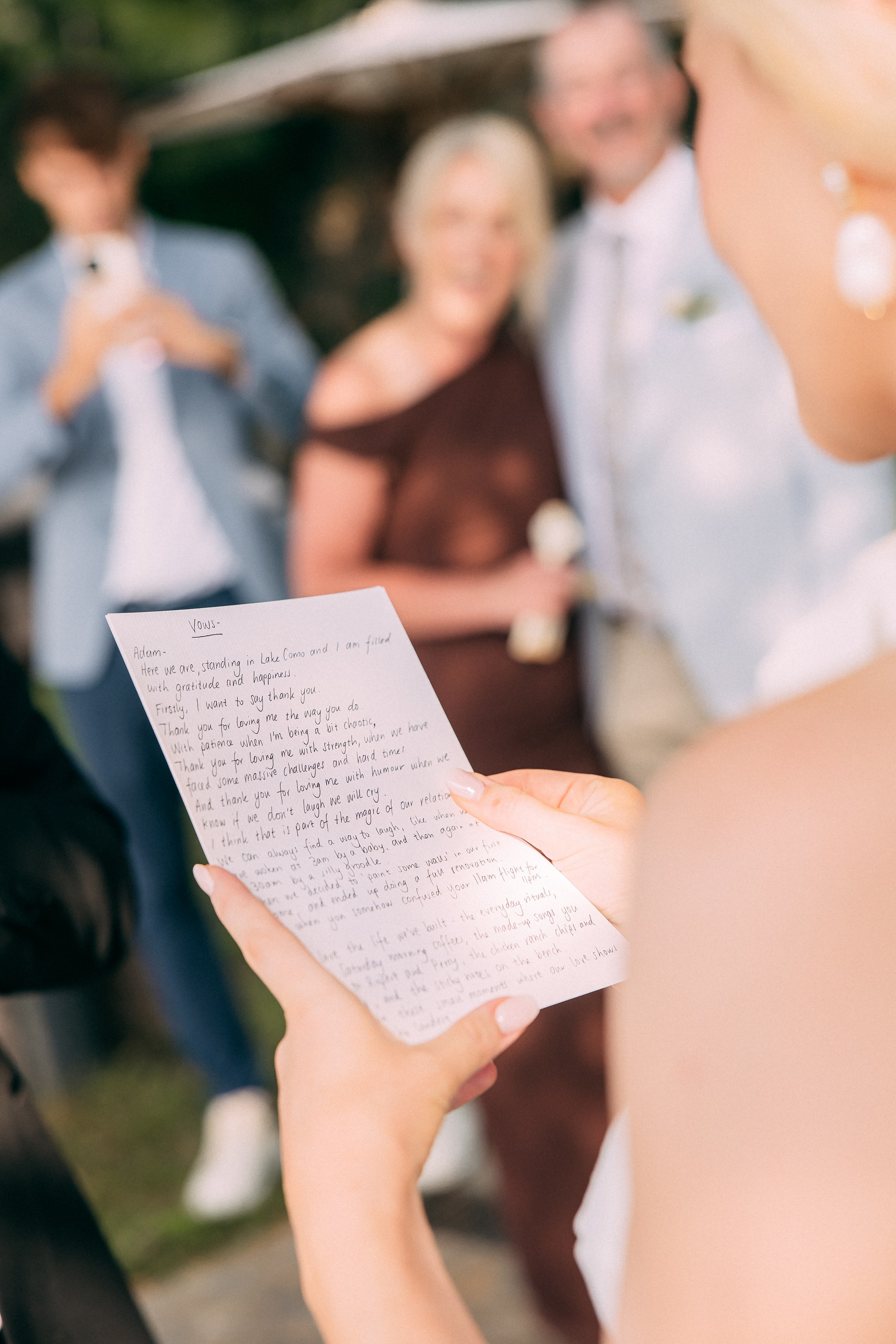 Officiant reading vows during the elopement ceremony at Villa Lario, Lake Como, Italy