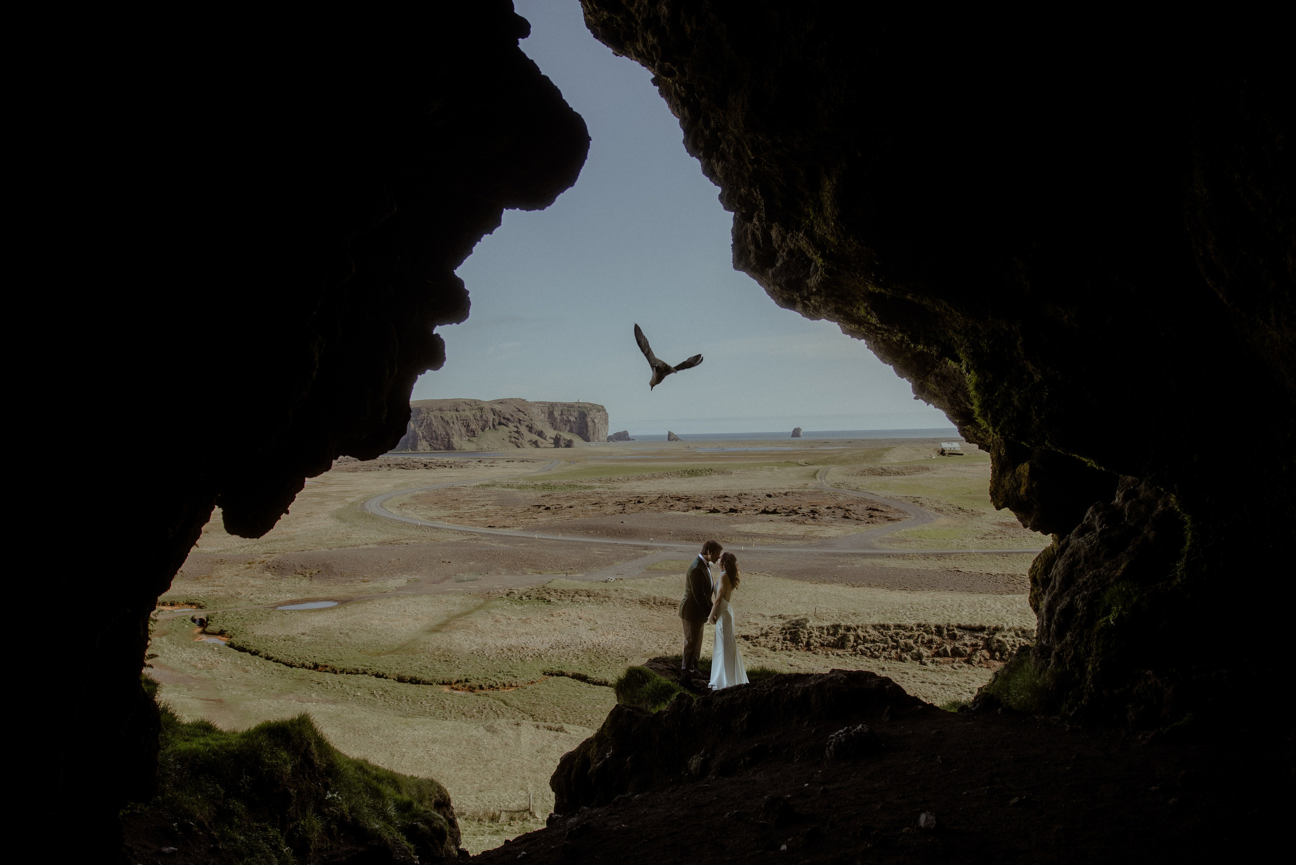 Iceland elopement at endless black sand beach. Iceland elopement photographer & videographer