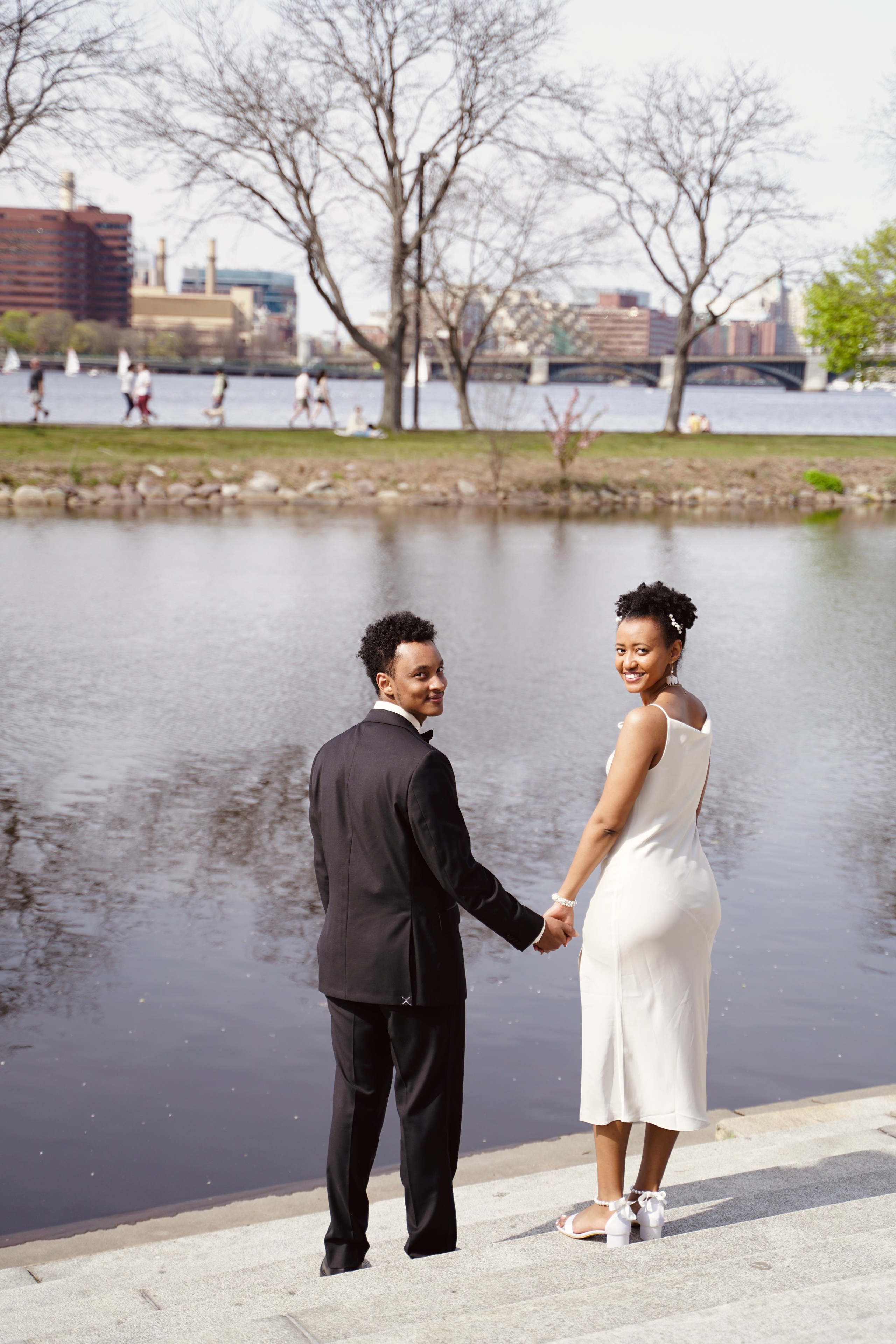 Sosina and Aaron at Charles river Esplanade. Stefanovich Photography | Boston, MA