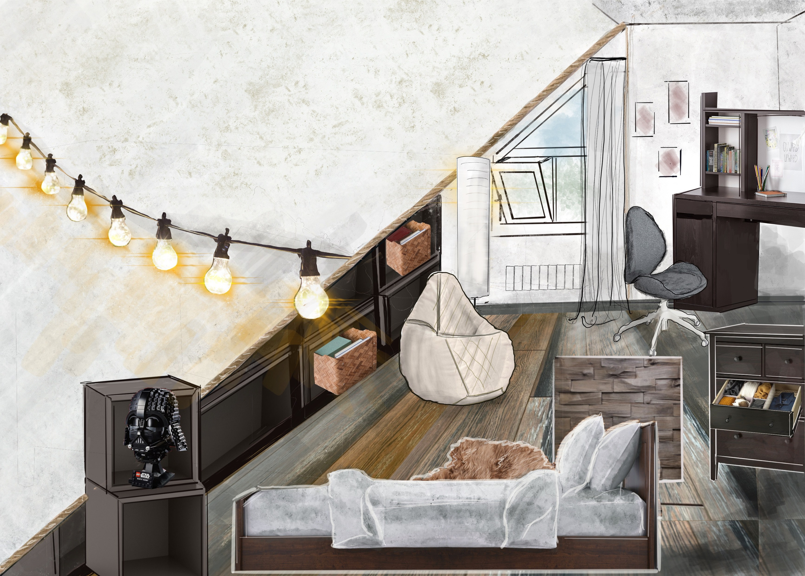 Collagen und Skizzen. Valeria Riazantseva. Interior Designerin und Dekorateurin