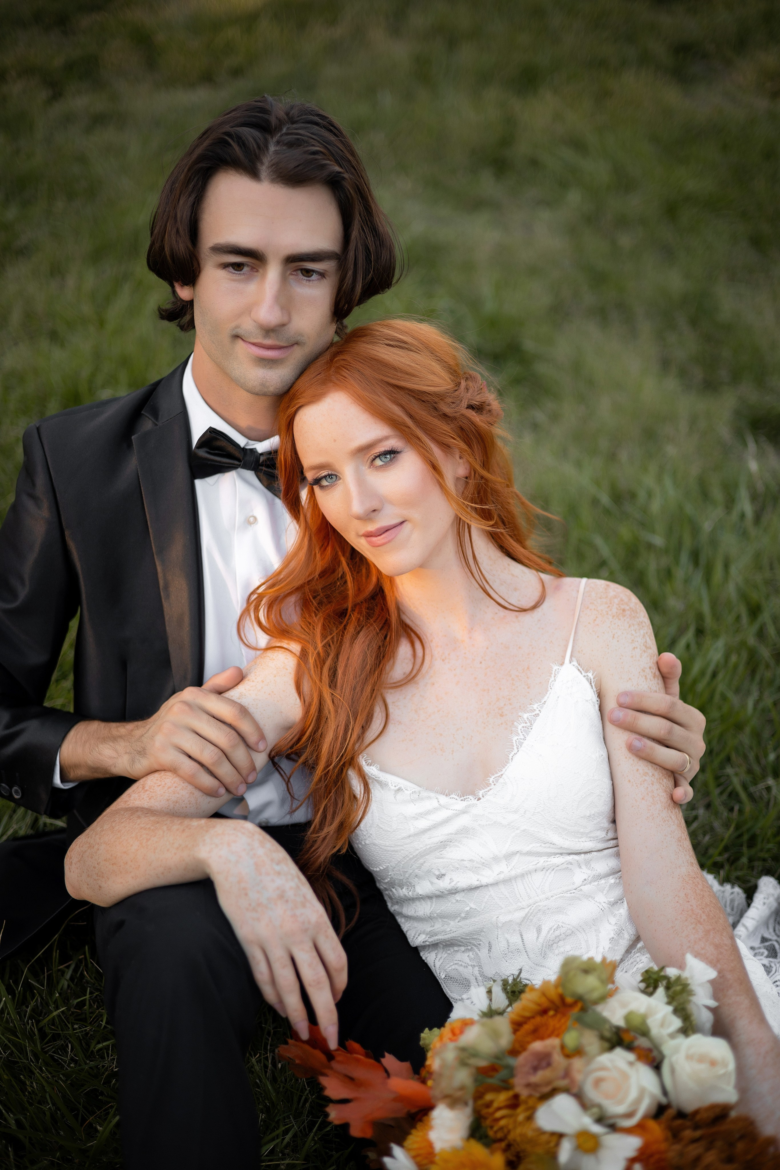 A close-up of the bride's elegant wedding dress during the photo shoot in the Bay Area.