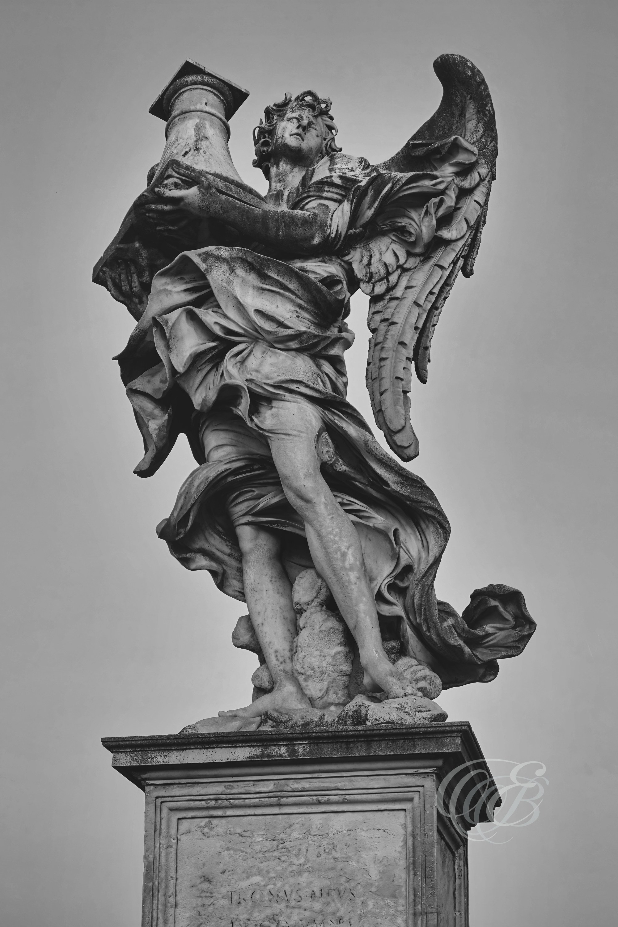 Rome Italy - Sant'Angelo Bridge - Angel with the Column - Eduardo Bartoli Fine Art Photography - Digital fine art photograph of the Angel with the Column on Sant'Angelo Bridge in Rome, Italy – photography by Eduardo Bartoli.