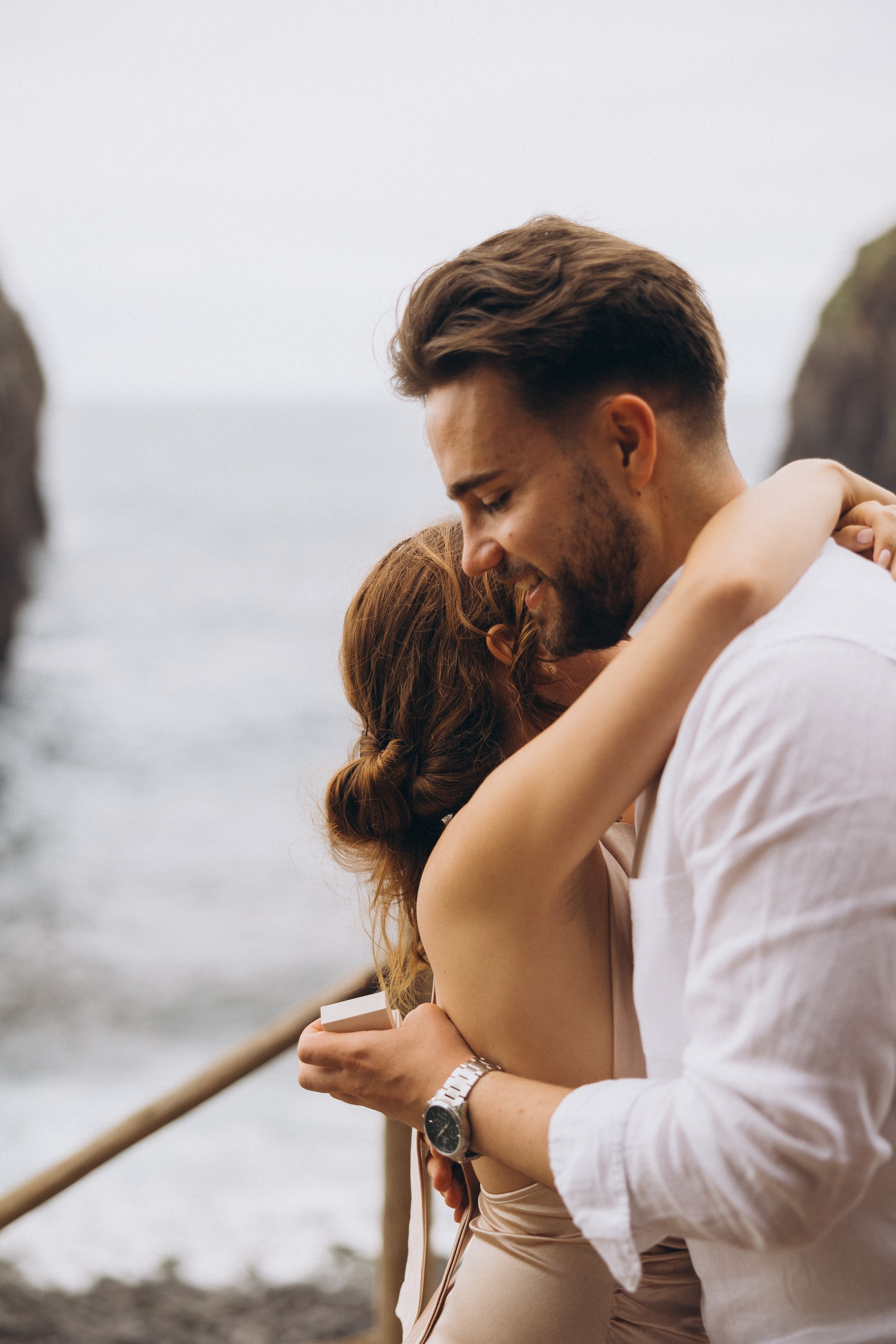 Romantic surprise proposal in Ribeira da Janela, Madeira – couple photography on the cliffs by the ocean