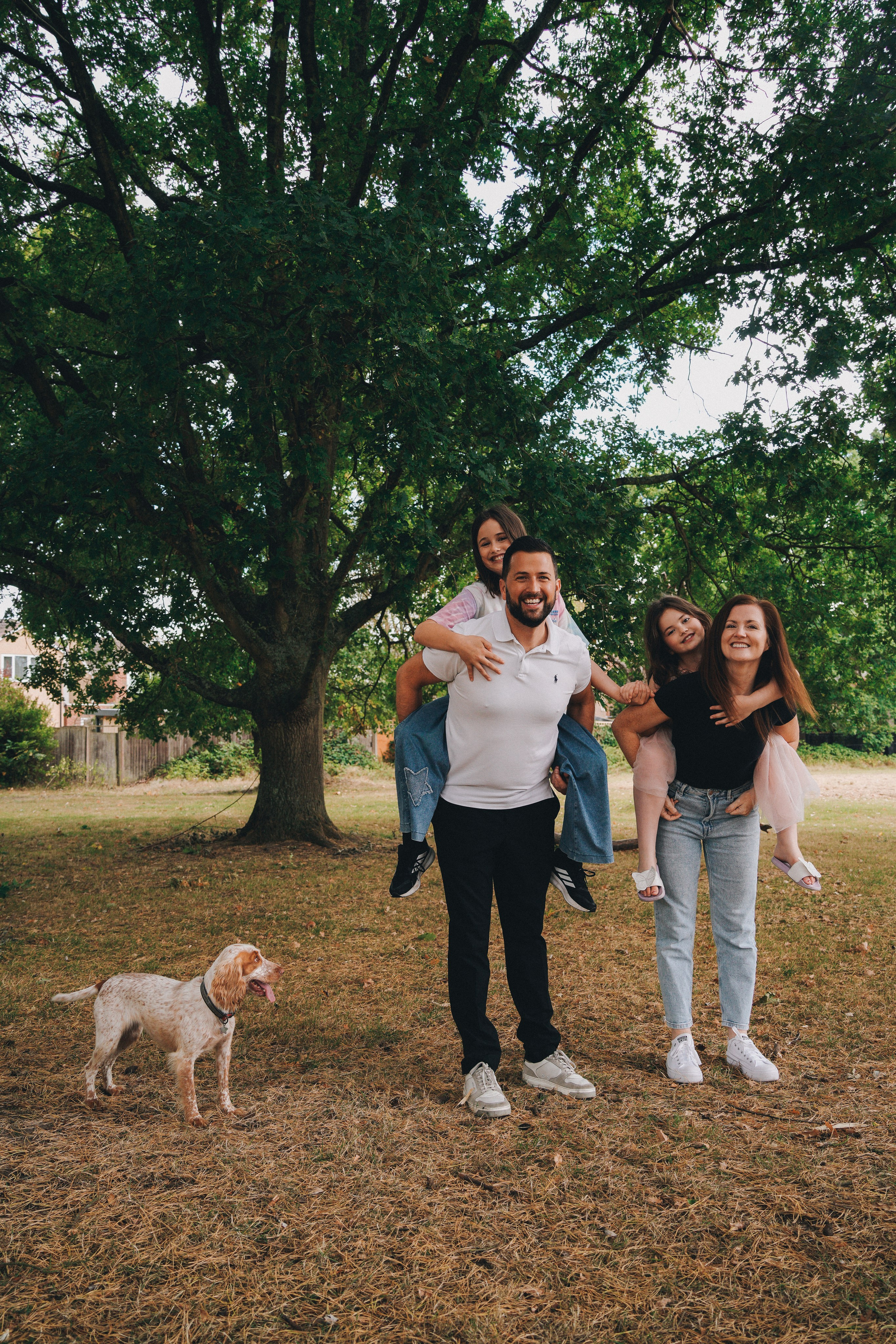 Family photo shoot in Solihull and Birmingham outside withnthe dog