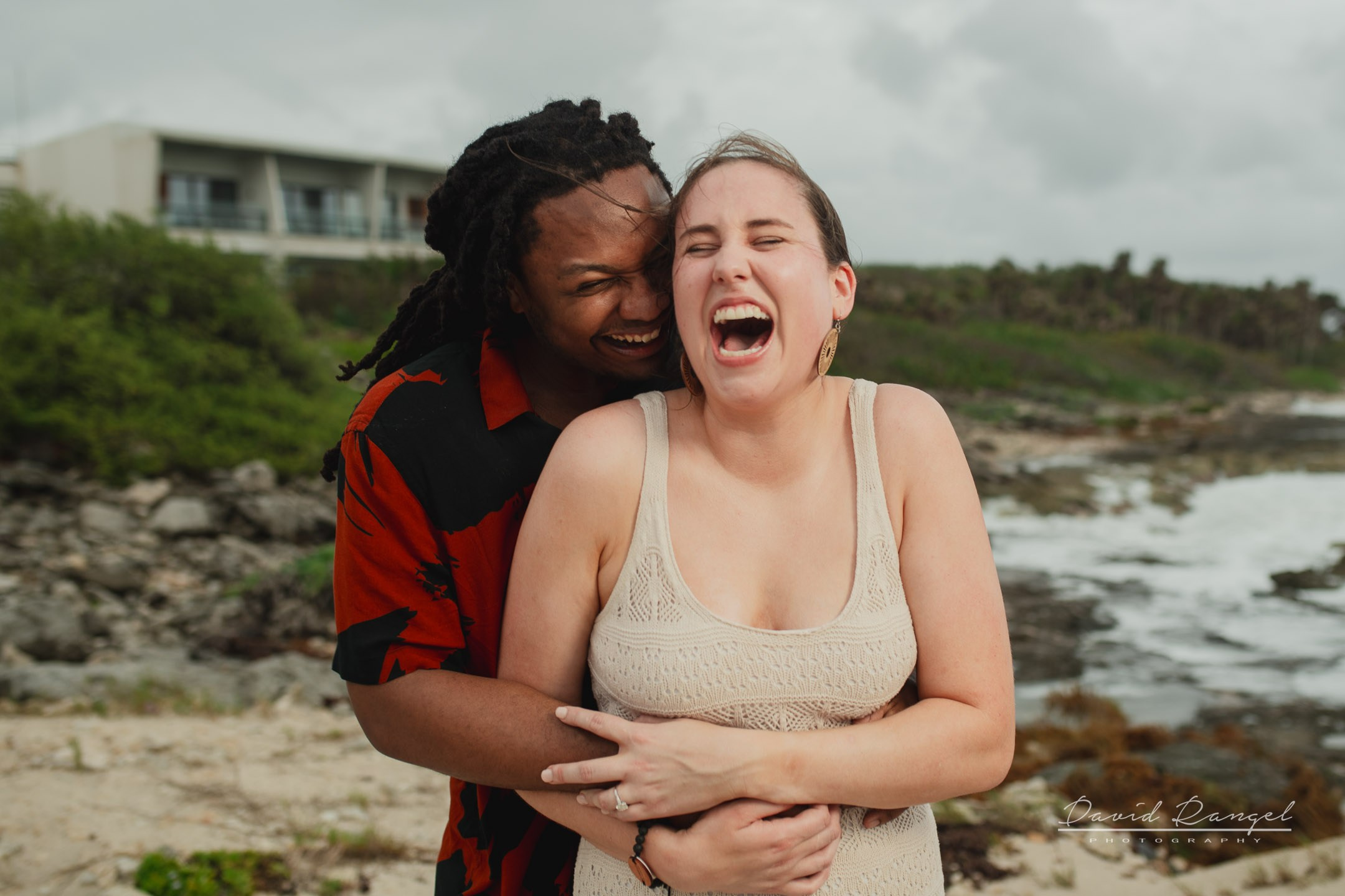 Eriah and Megan engagement session at the Hotel Conrad Tulum. Destination wedding photographer based in Cancun and Riviera Maya with service worldwide