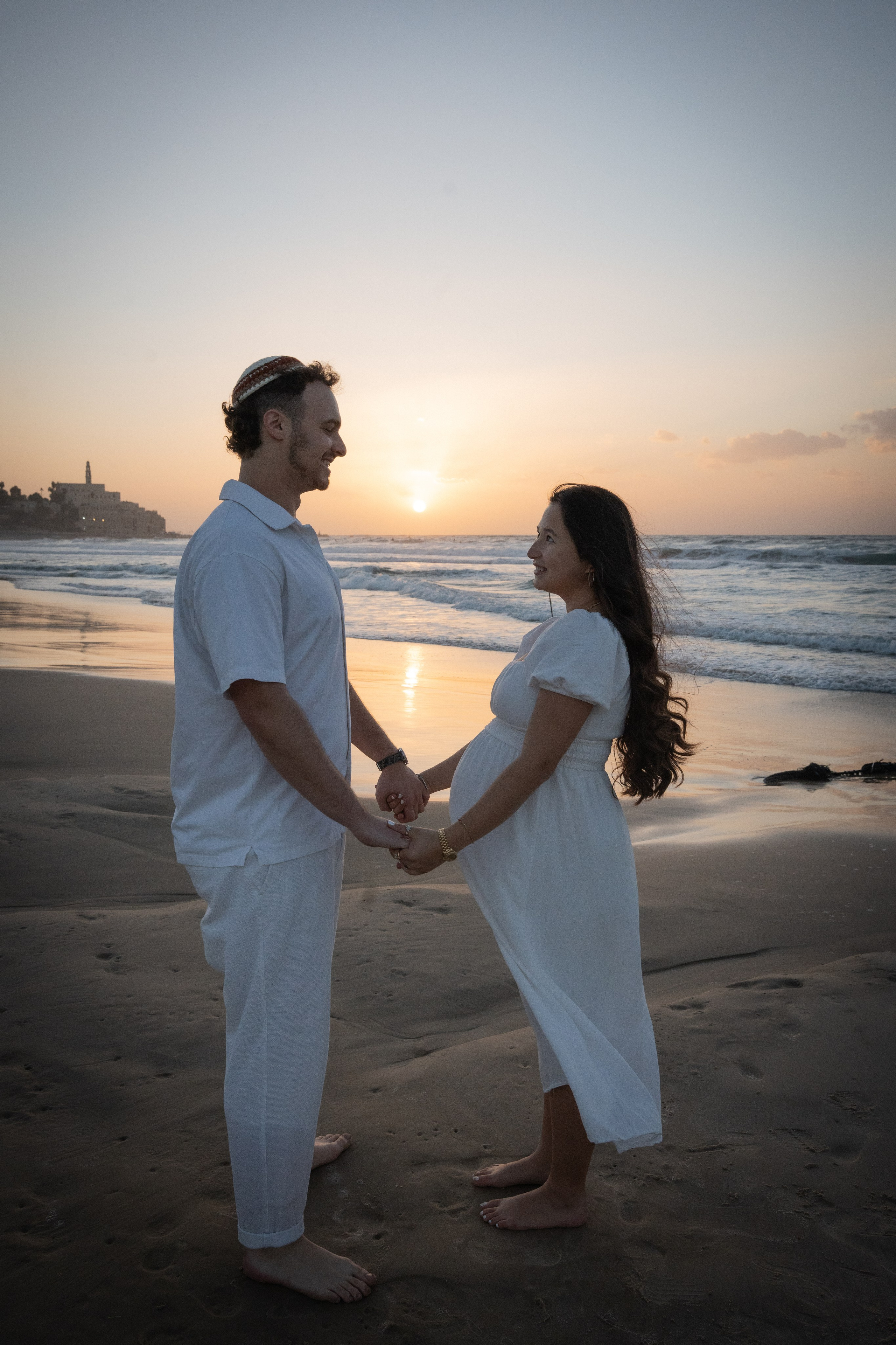 Naomi & Surli, Jaffa Beach, December 2025. Divign By Tehilah — Meaningful Graphic Design & Photography