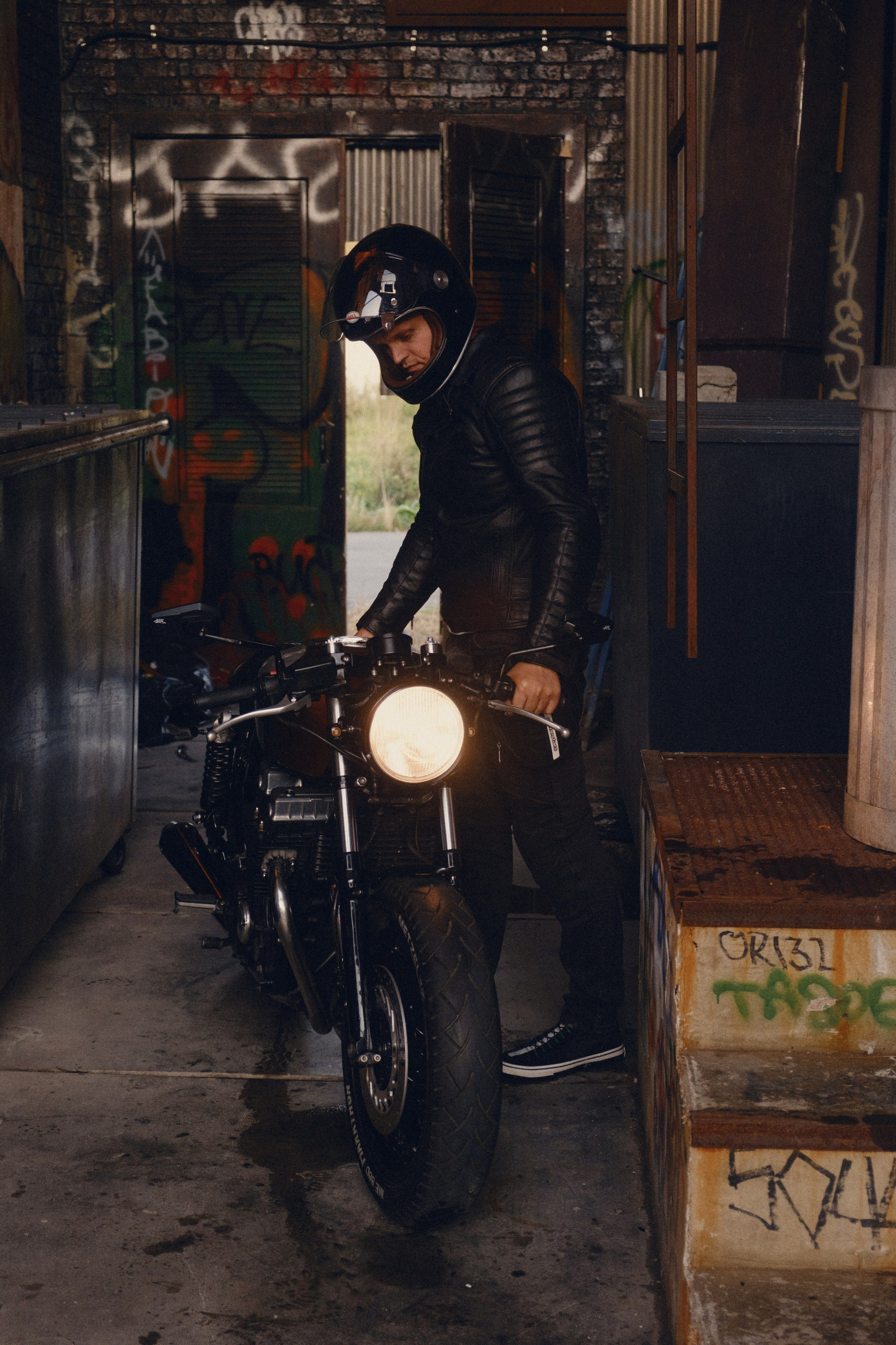 Café Racer Style Photography — Brutal Man & Custom Bike