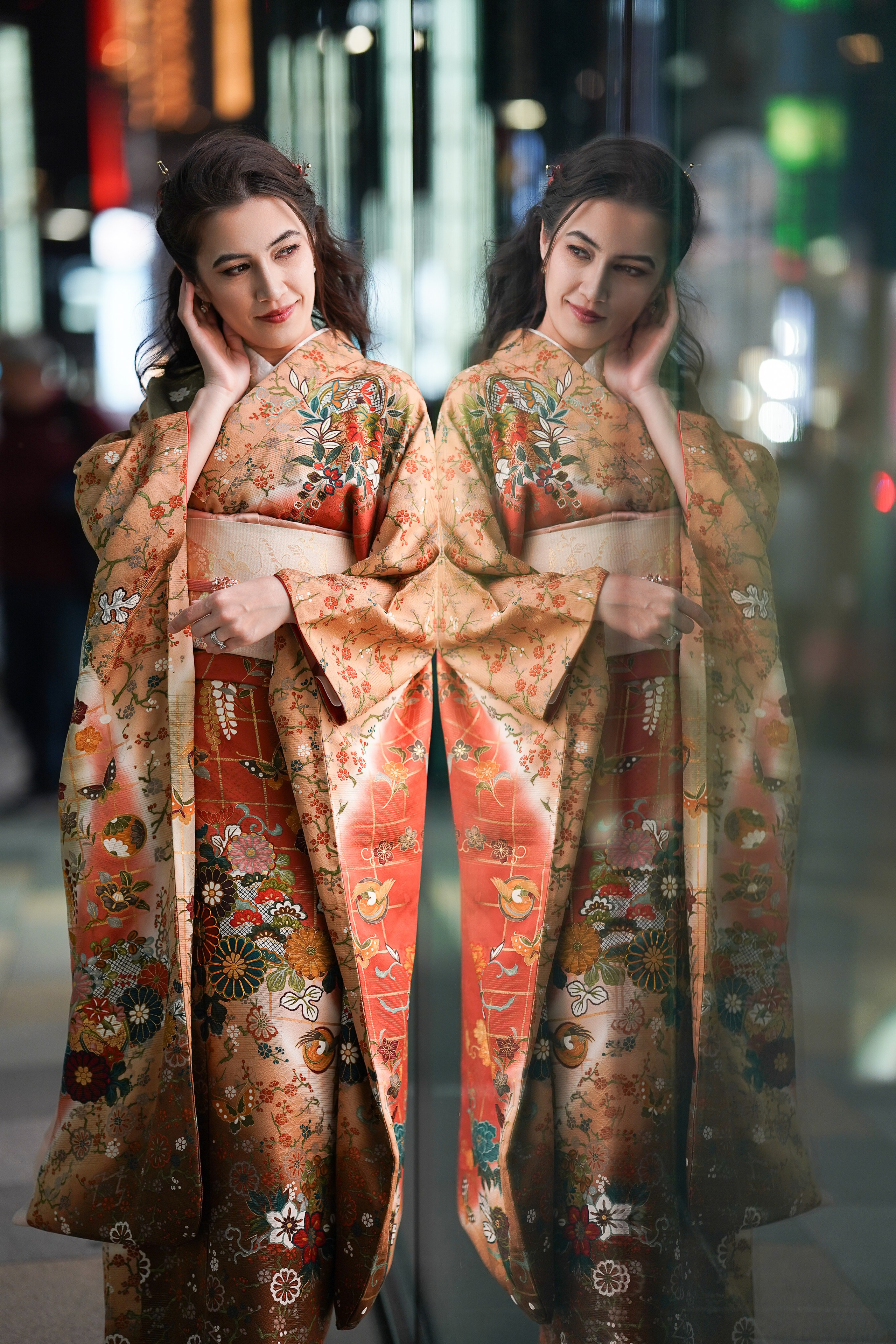 Вечерняя съёмка в Кимоно в Токио. Фотограф в Токио Япония