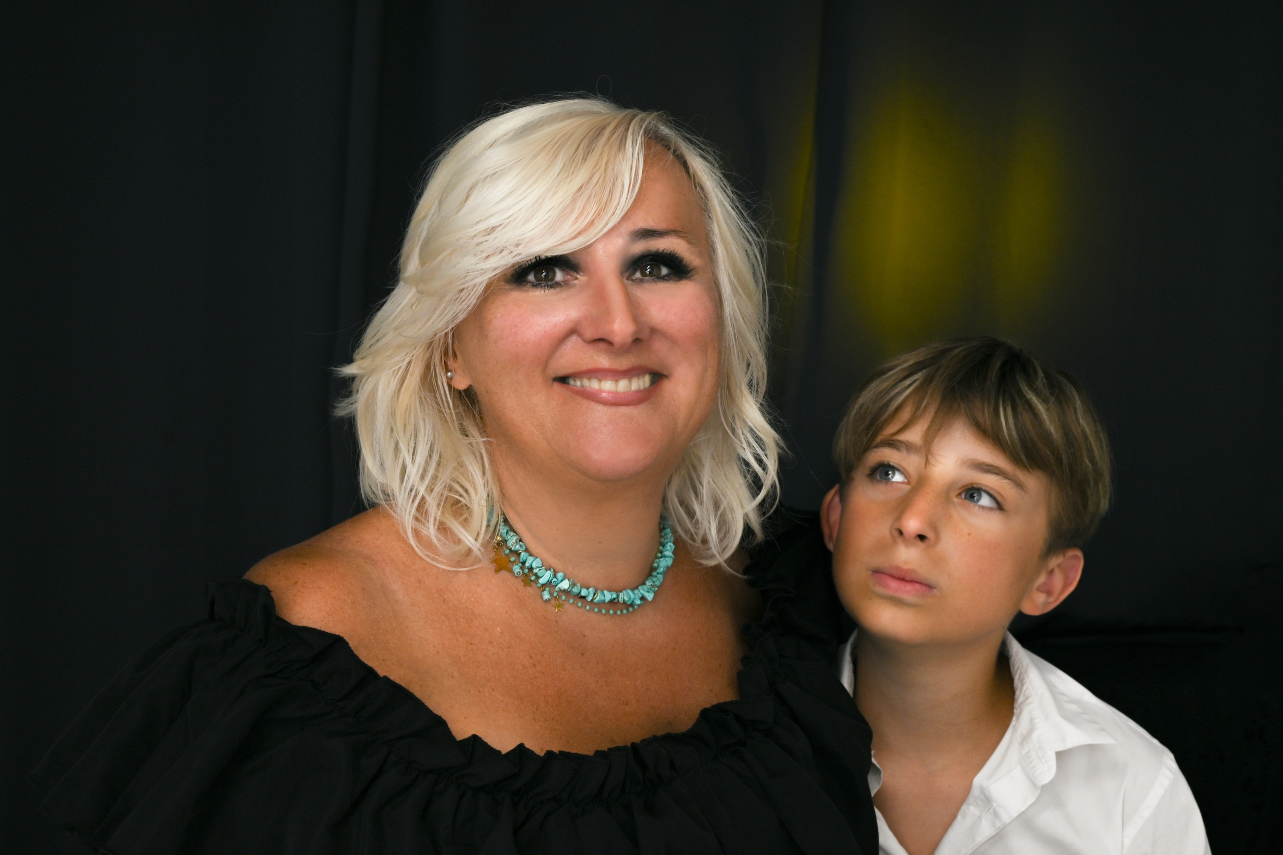 Photo Shooting in studio mother with son