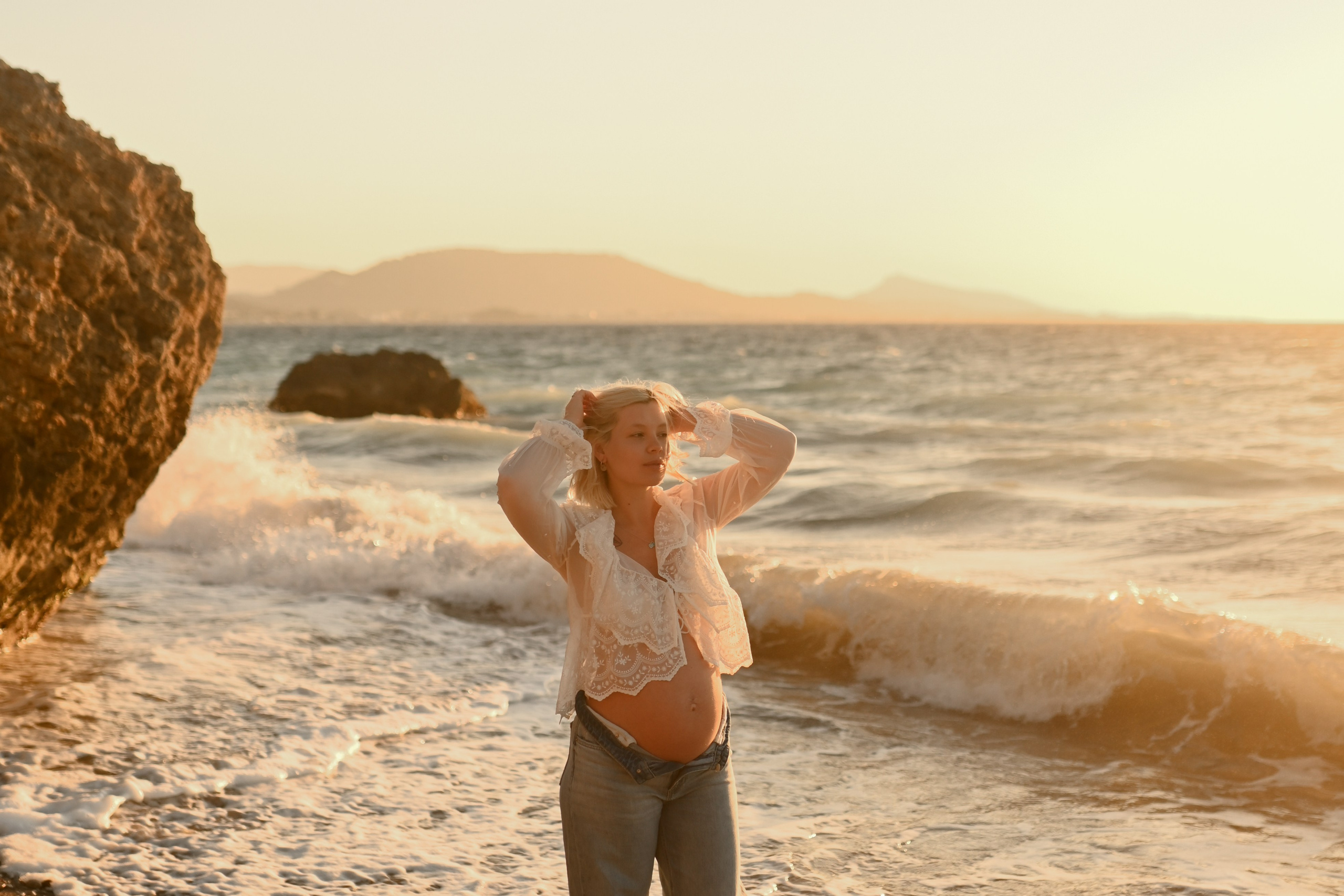 Maternity Photoshoot on the Beach in Rhodes. Photographer in Rhodes Island