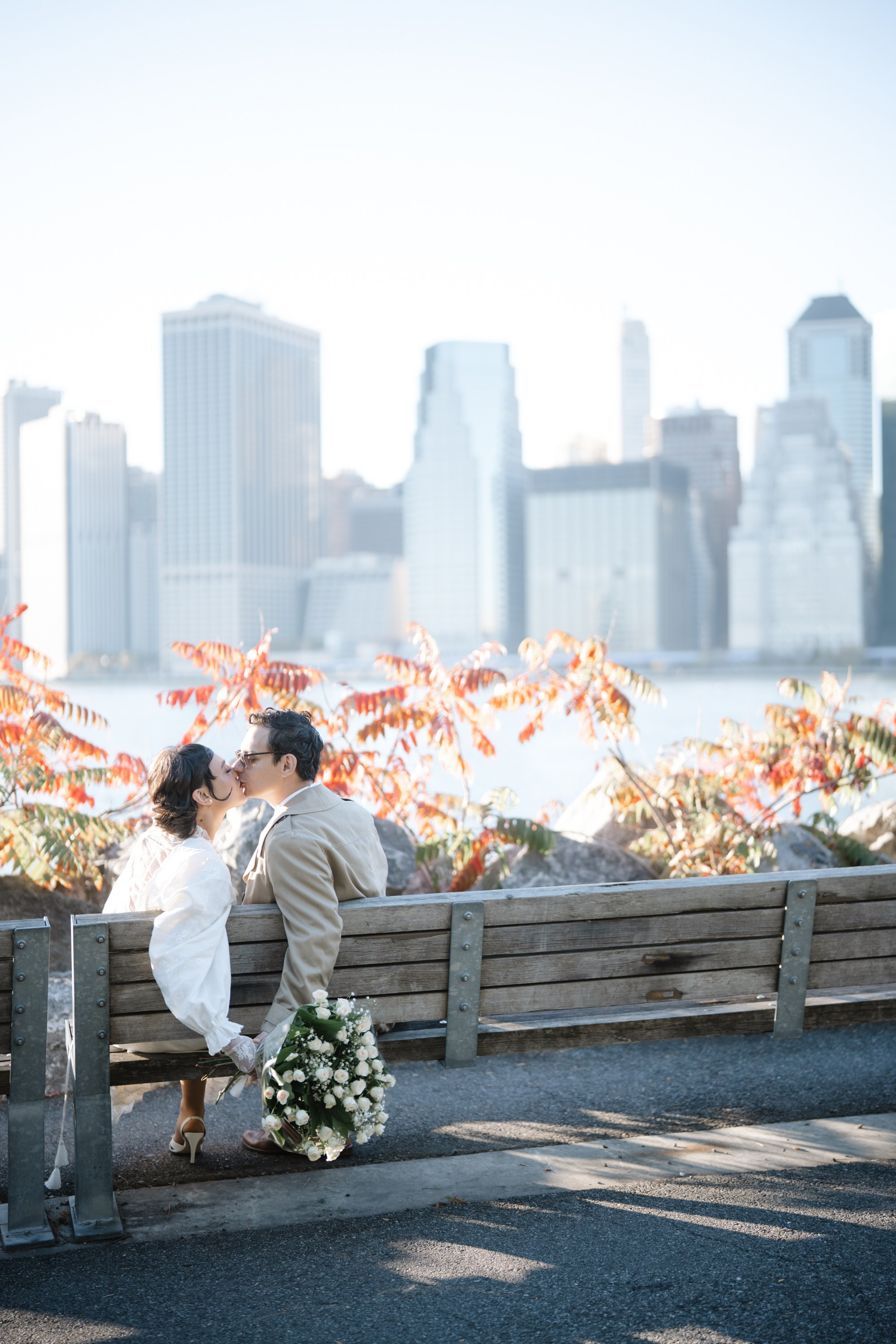 Wedding photo shoot in Dumbo, Brooklyn. Portrait and wedding photographer in New York