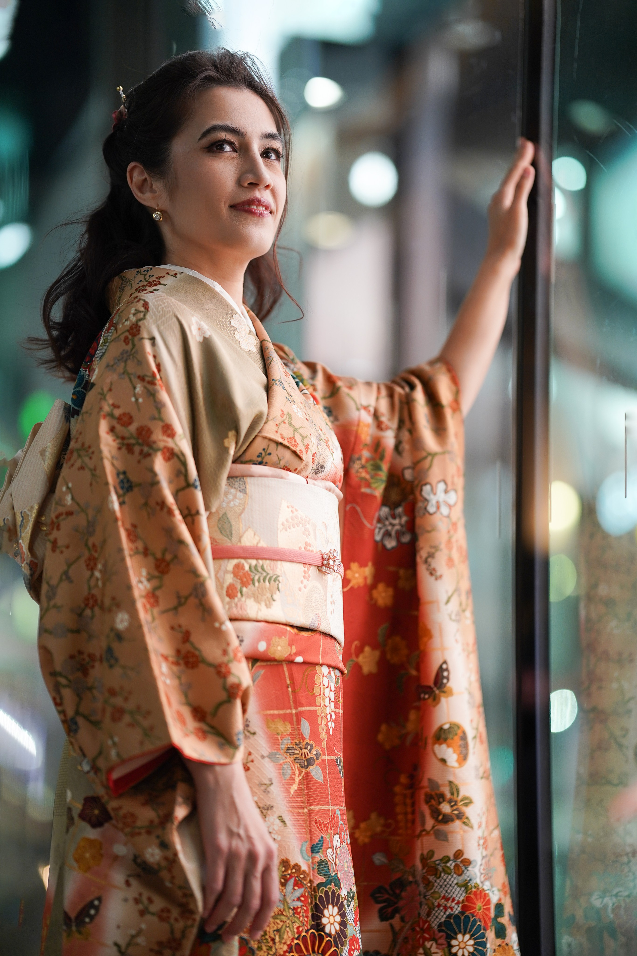 Вечерняя съёмка в Кимоно в Токио. Фотограф в Токио Япония