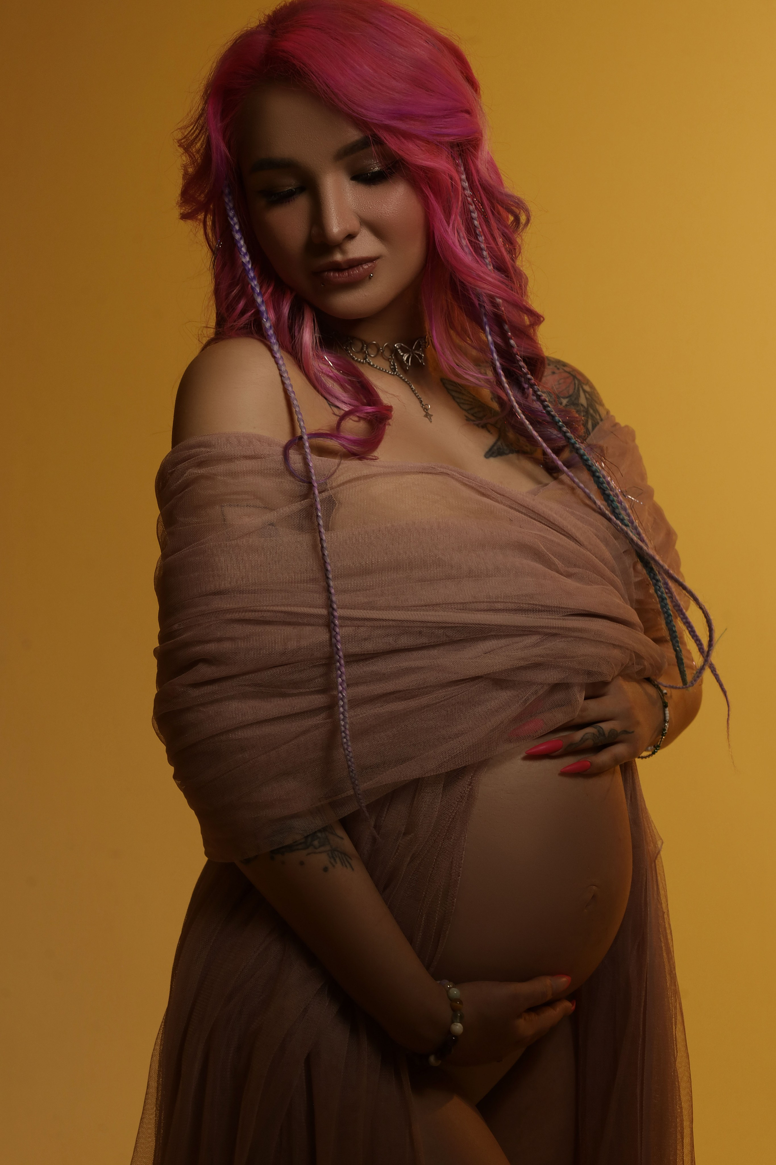 пыльно розовый фатин