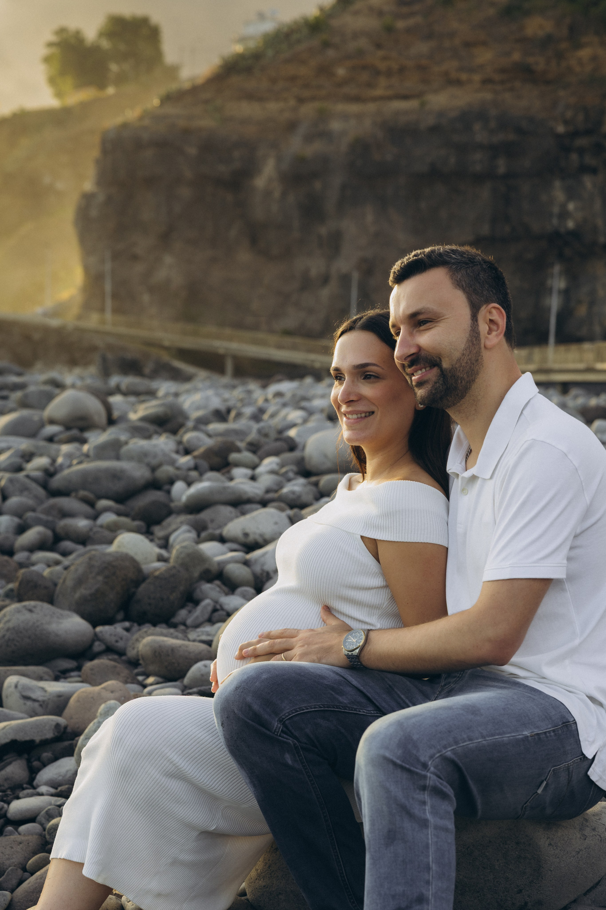 Sunset Maternity Photoshoot at Formosa Beach, Madeira | Pregnancy Session