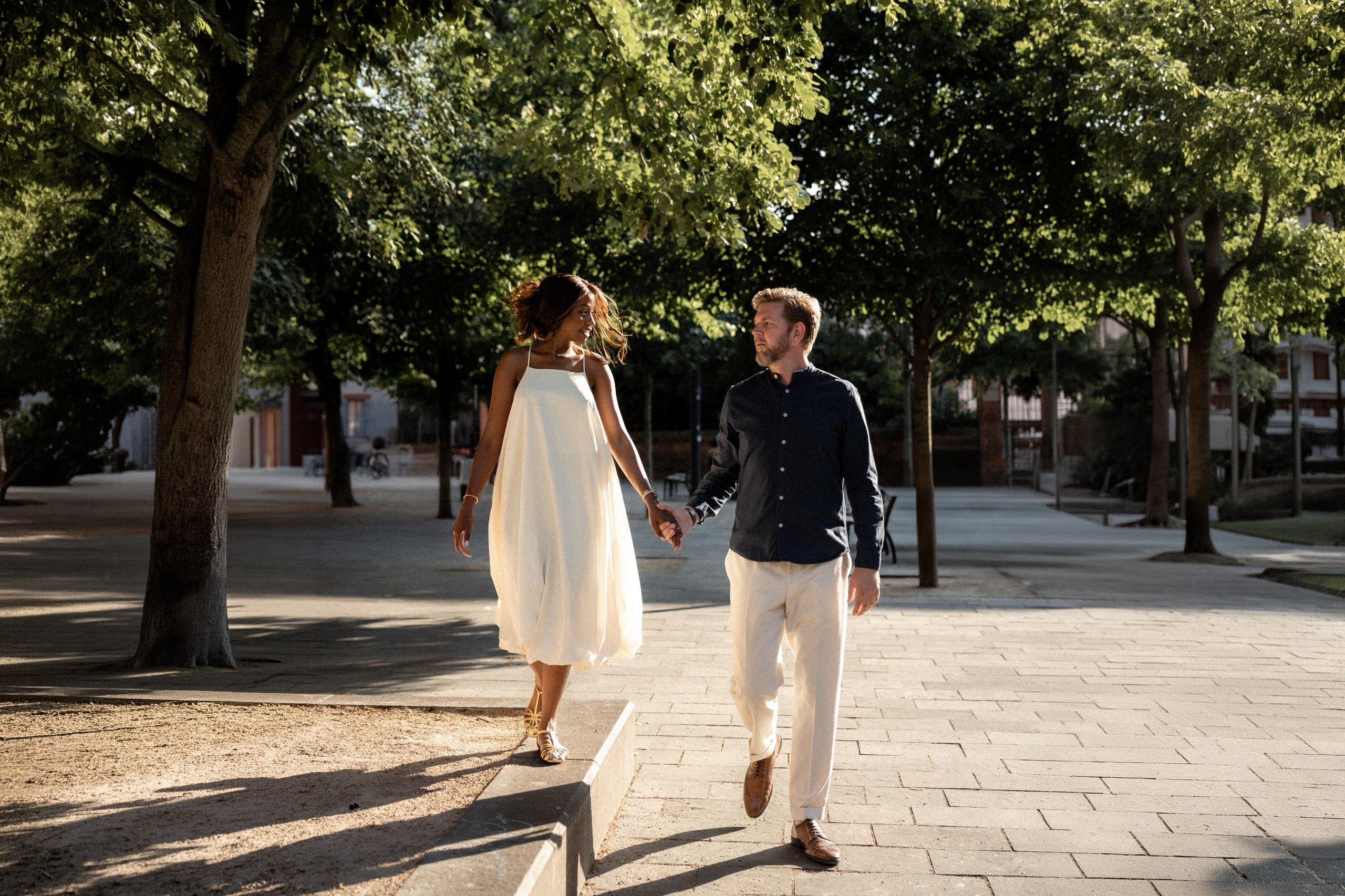 couple celebrating engagement in toulouse after proposal