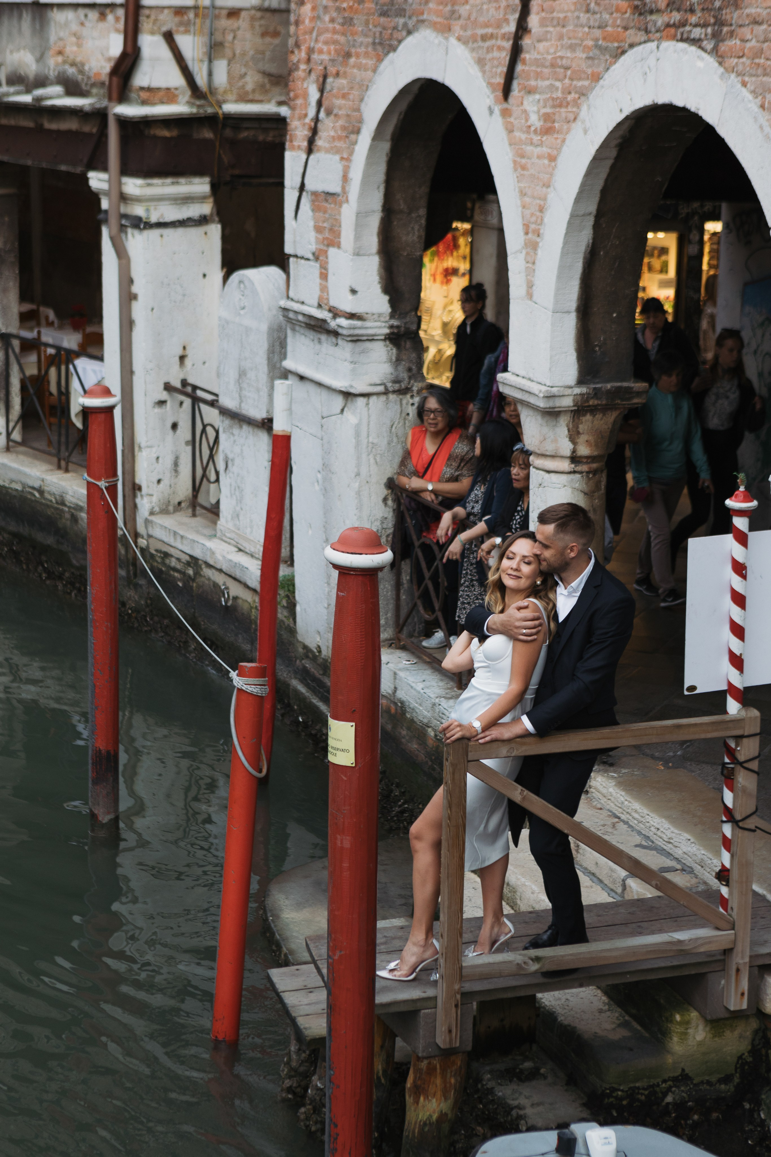Love story in night Venice