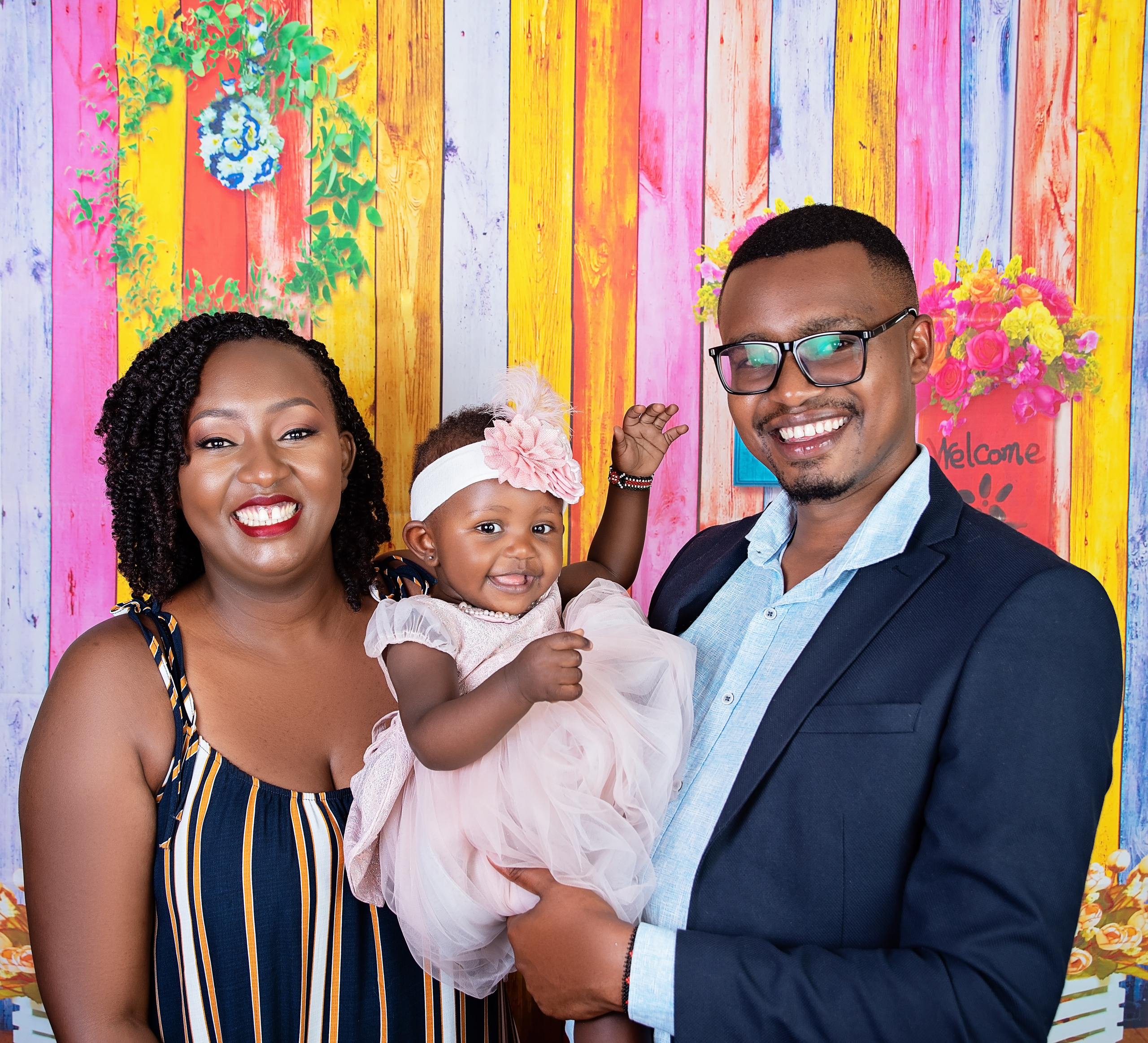 Black African family photo shoot father mother and one year baby girl Nairobi Mombasa Kenya