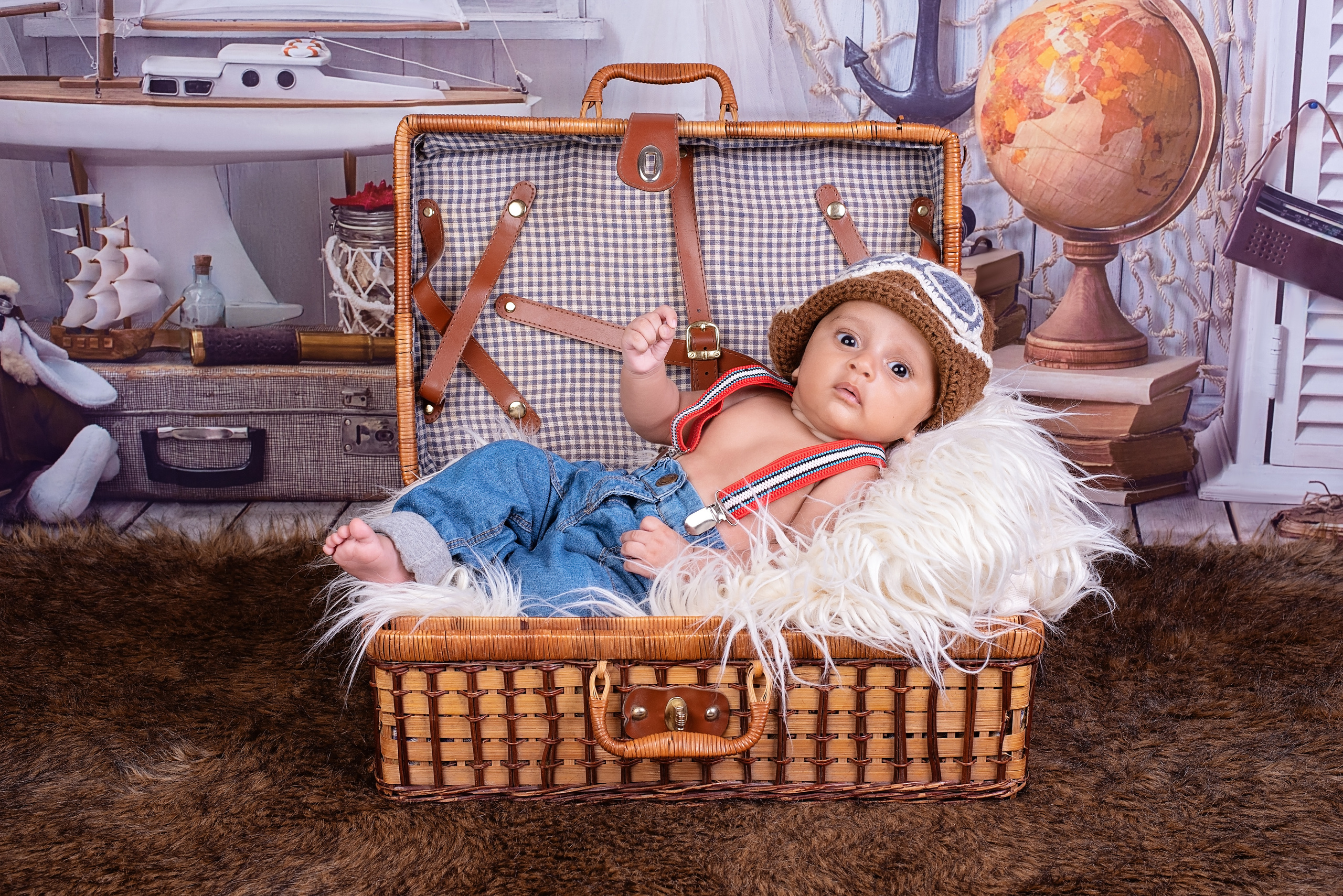 Arabic newborn baby boy photo shoot in the suit case Nairobi Kenya 