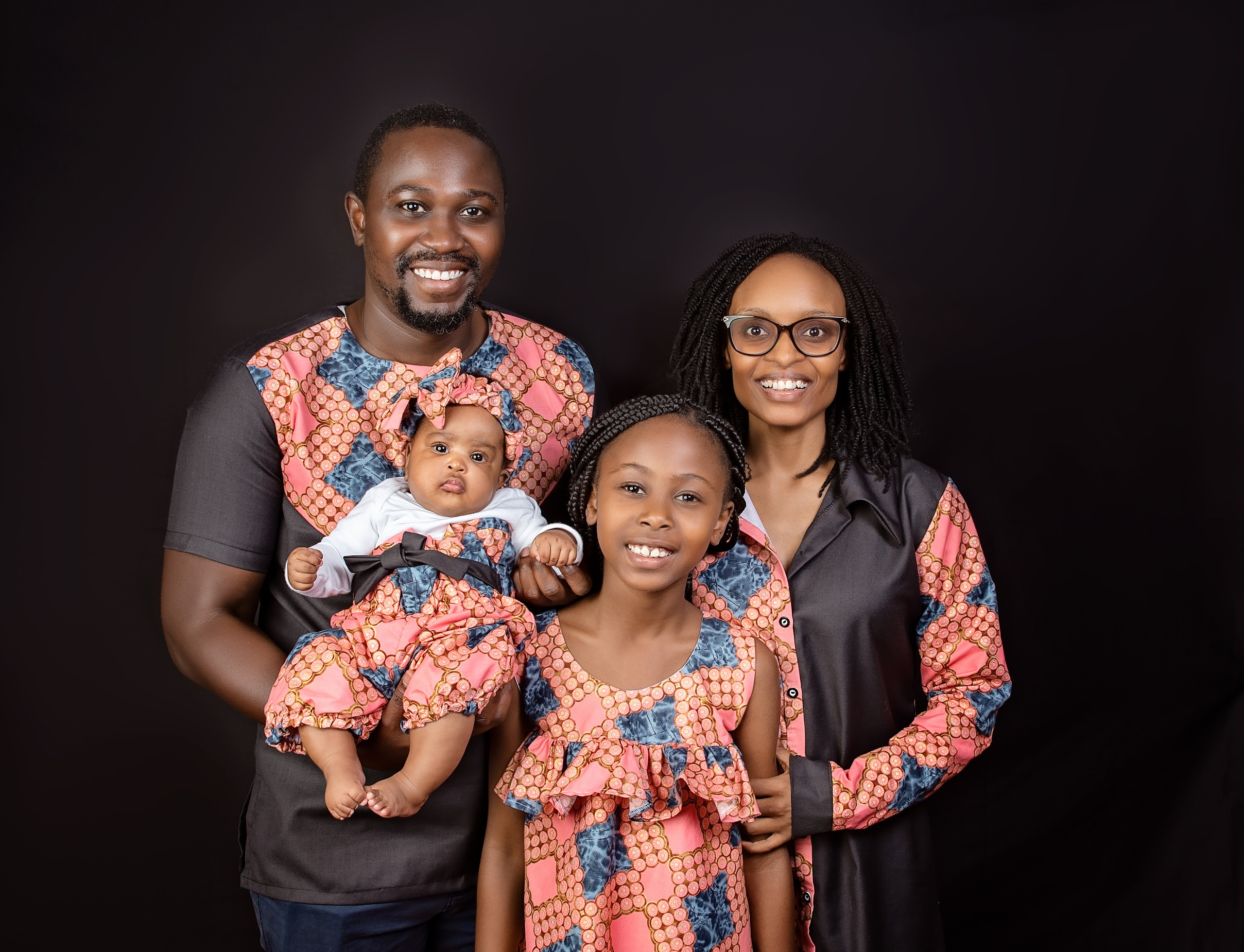 Black African family with father mother daughter and newborn 3 months baby girl Mombasa Kenya