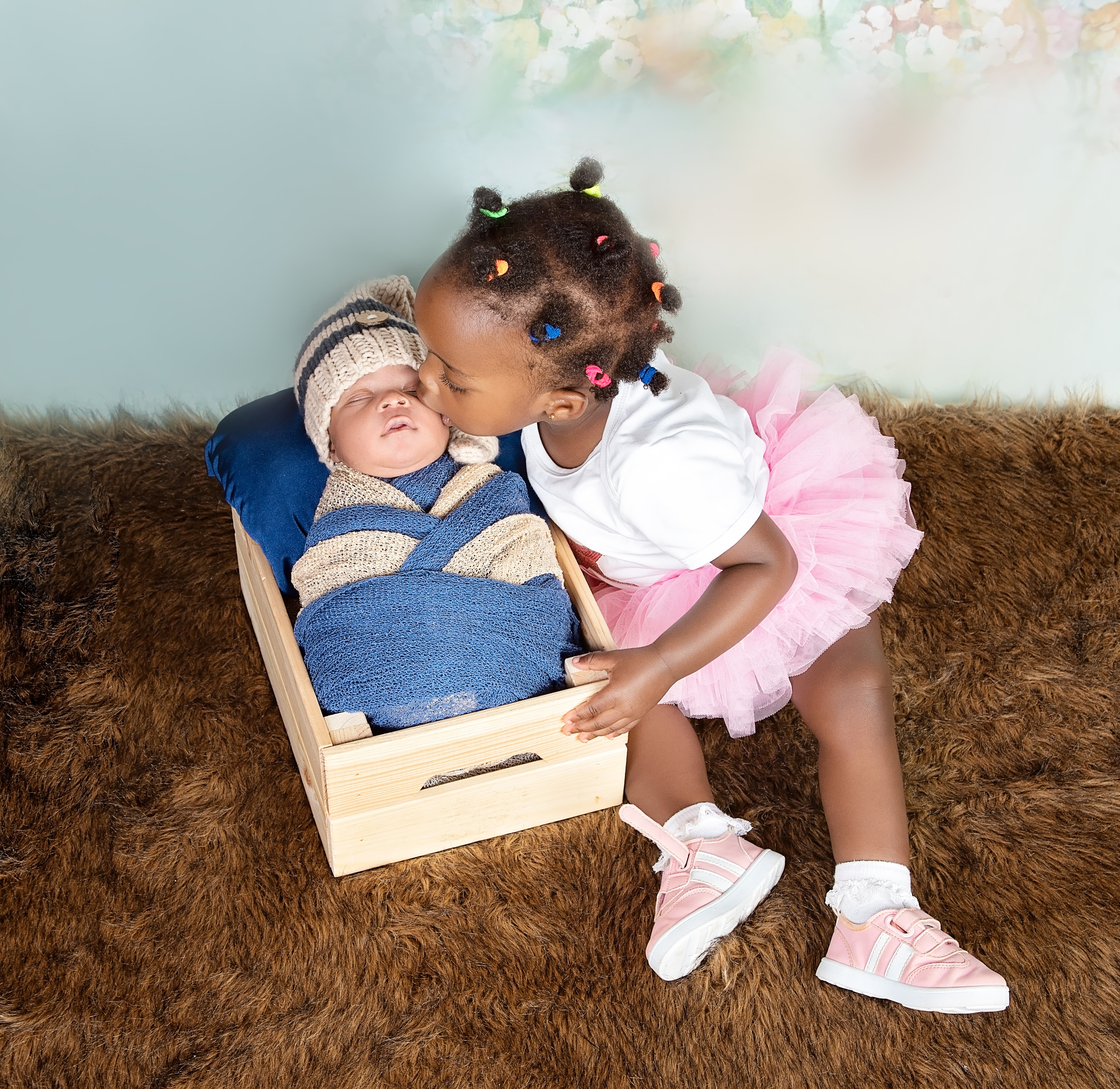 Black newborn baby boy with African sister Mombasa Kenya 