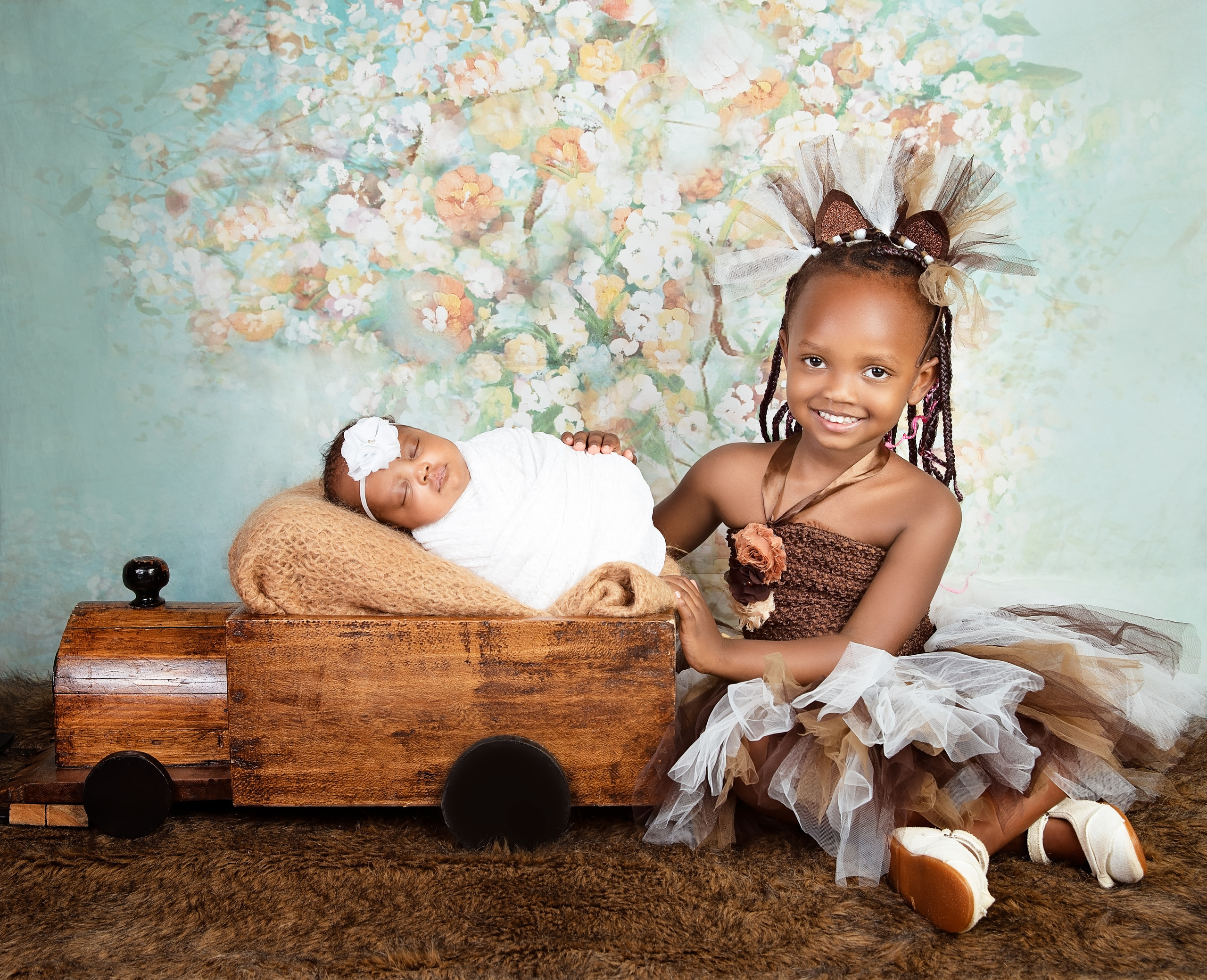 Black sibling newborn and sister photo shoot Mombasa Kenya