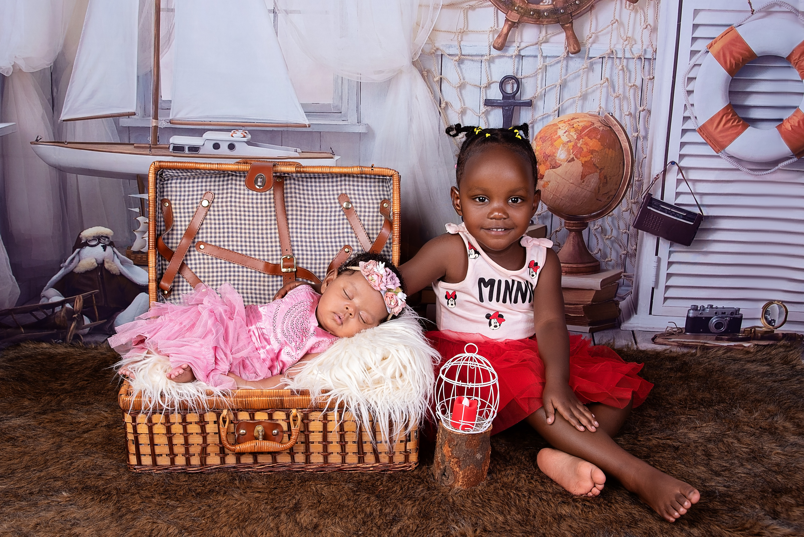 Black newborn baby girl with siblings sister photo shoot Eldoret Kenya