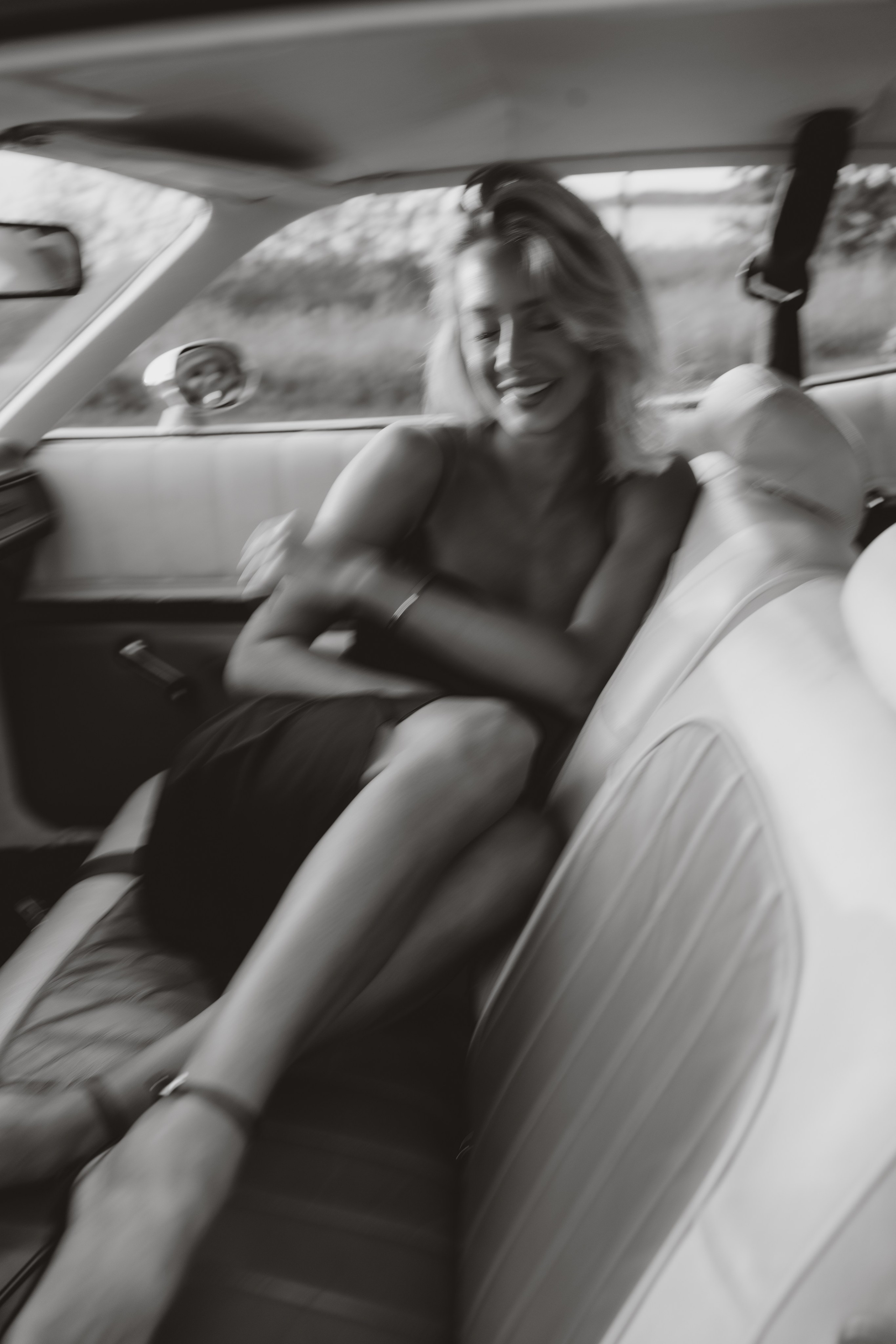 Black and white portrait of Agne Vaher during an authorial photoshoot in Tallinn