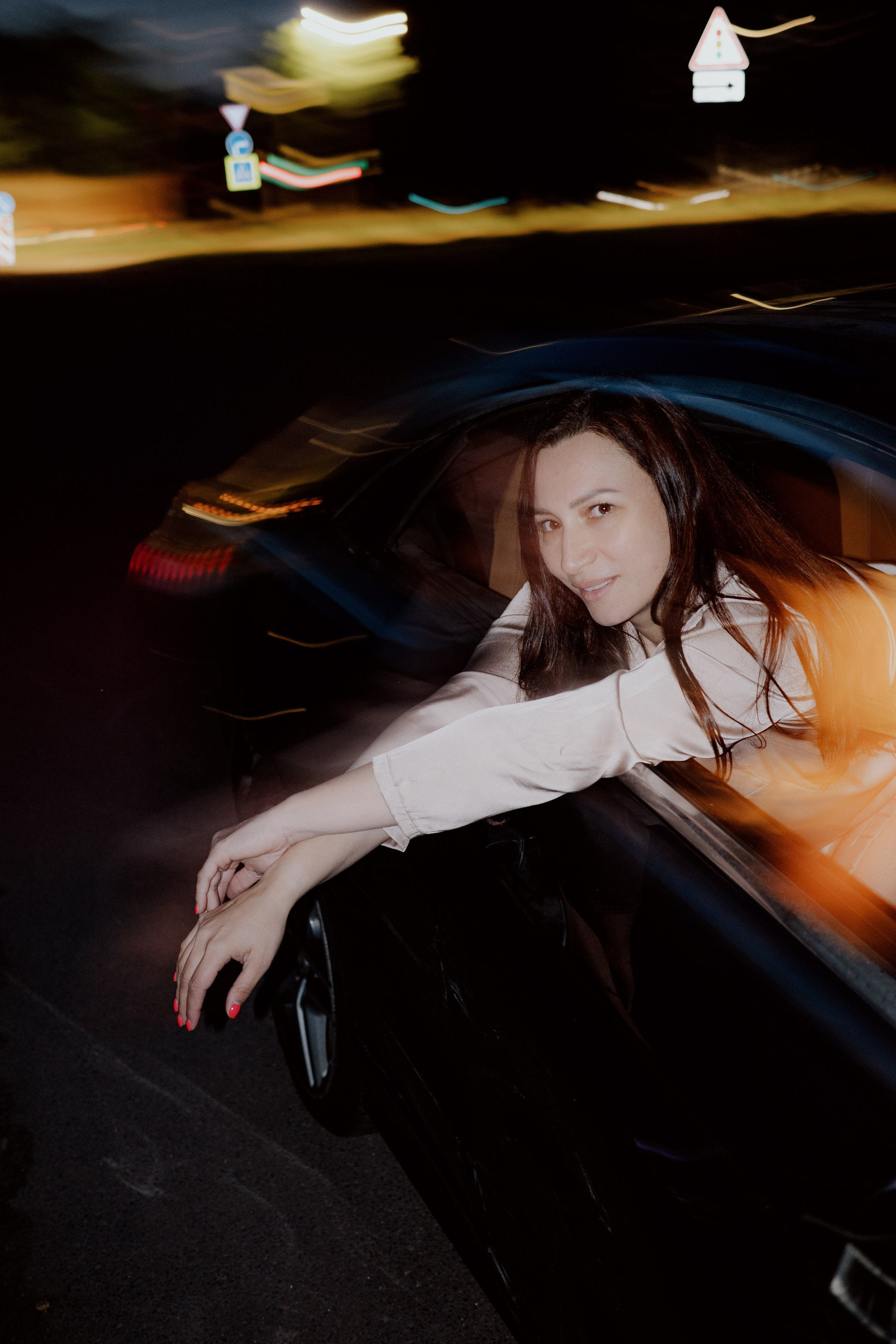 Night, Natalia, Car. Videographer and photographer in New York // MAKAROV.VIDEO