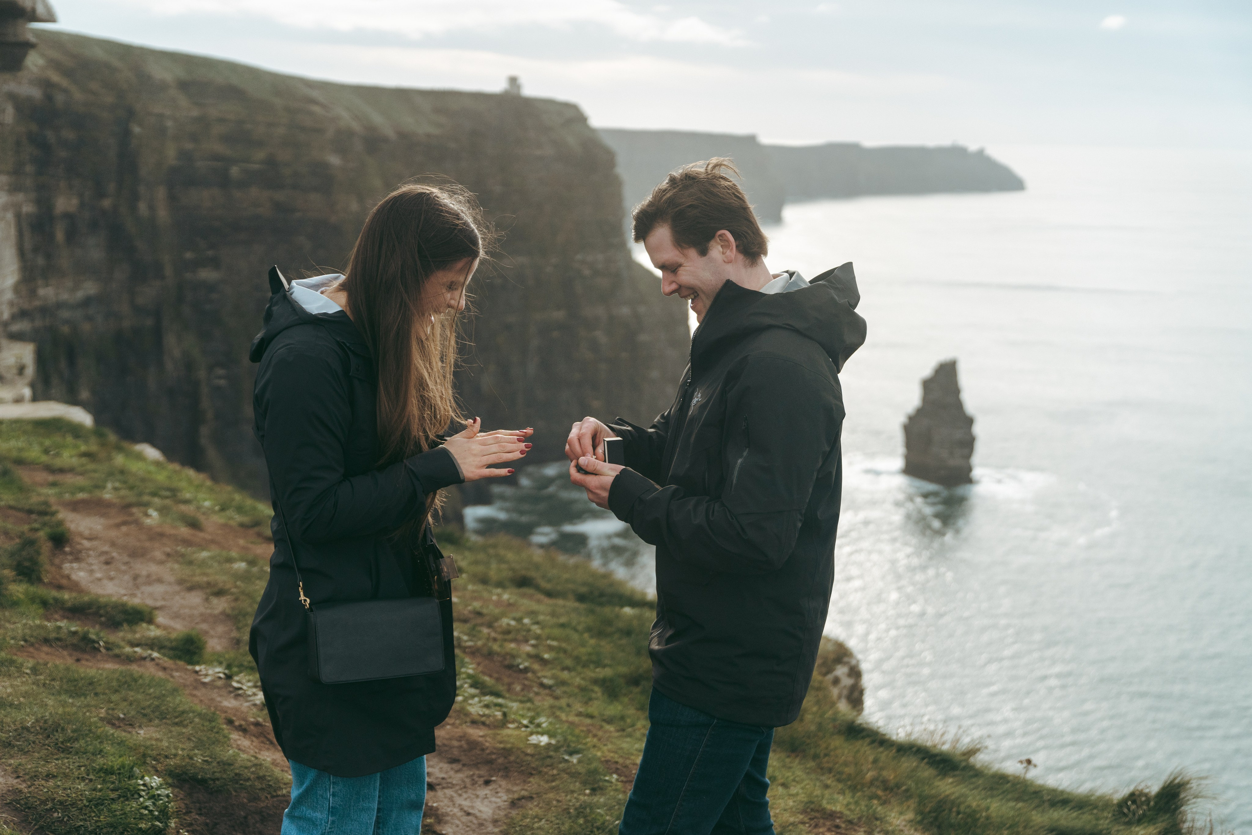 Proposal at Cliffs Moher. Wedding and family photographer Ireland