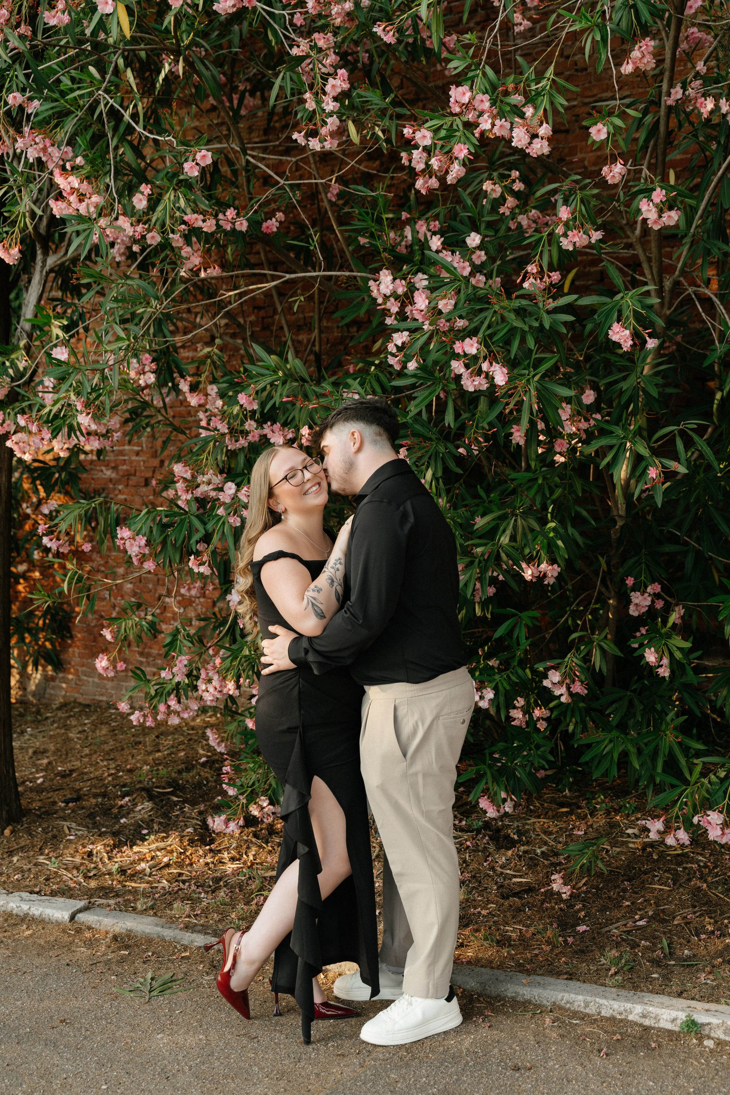 Romantic portrait of an engaged couple at Castel San Pietro in Verona