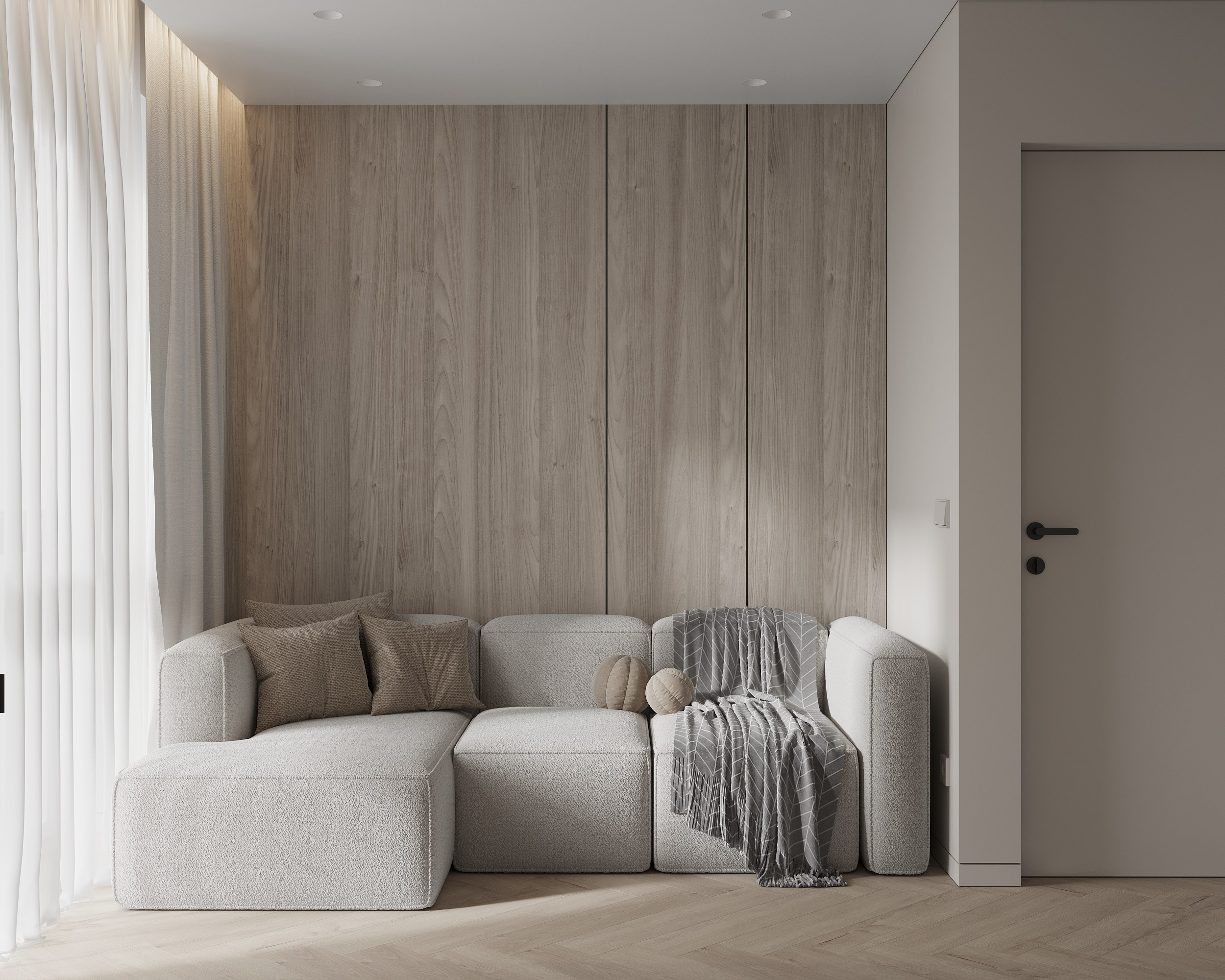 Story of Wood and Travertine. Simple Archs — high quality visualizations for your interior projects