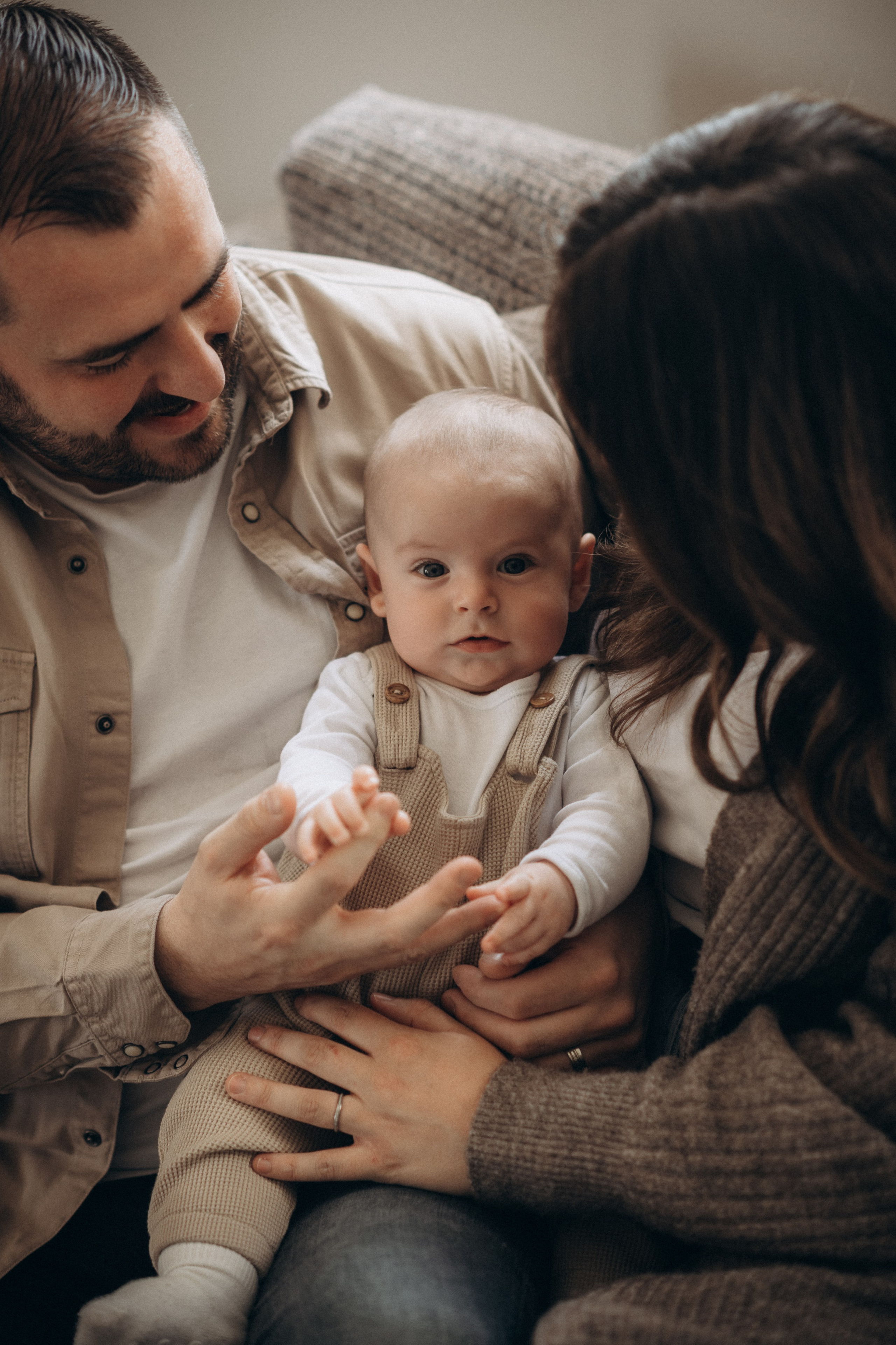 candid portrait of family at home