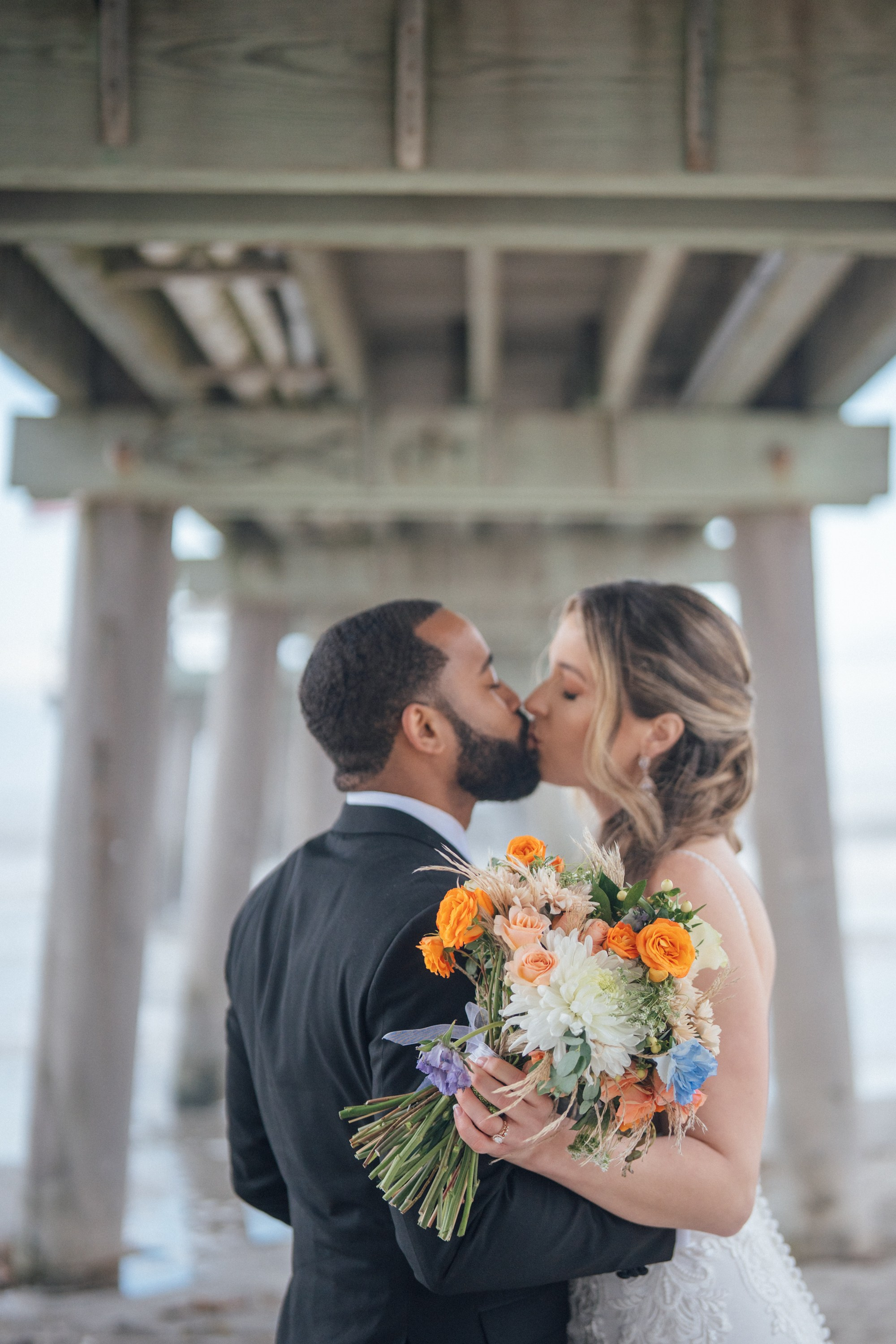Wedding walk on the beach. Portrait and wedding photographer in New York