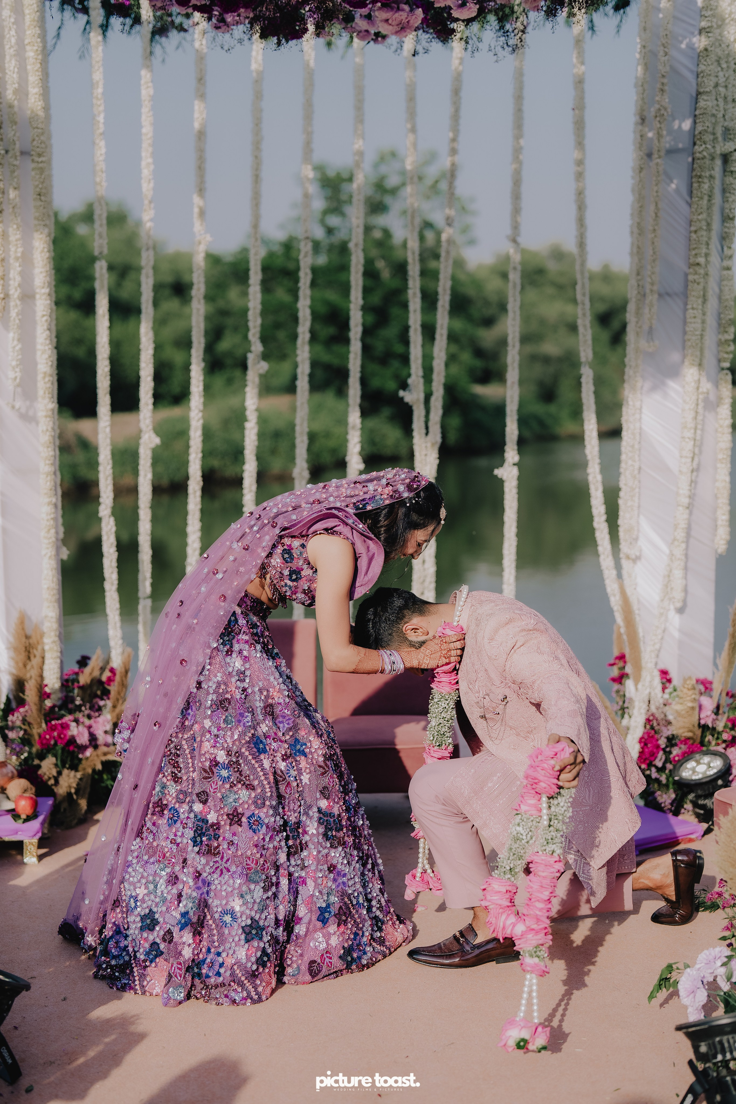 Varamala Ft. Barbie & Aneesh. Fine art Wedding Photographers in India & Canada