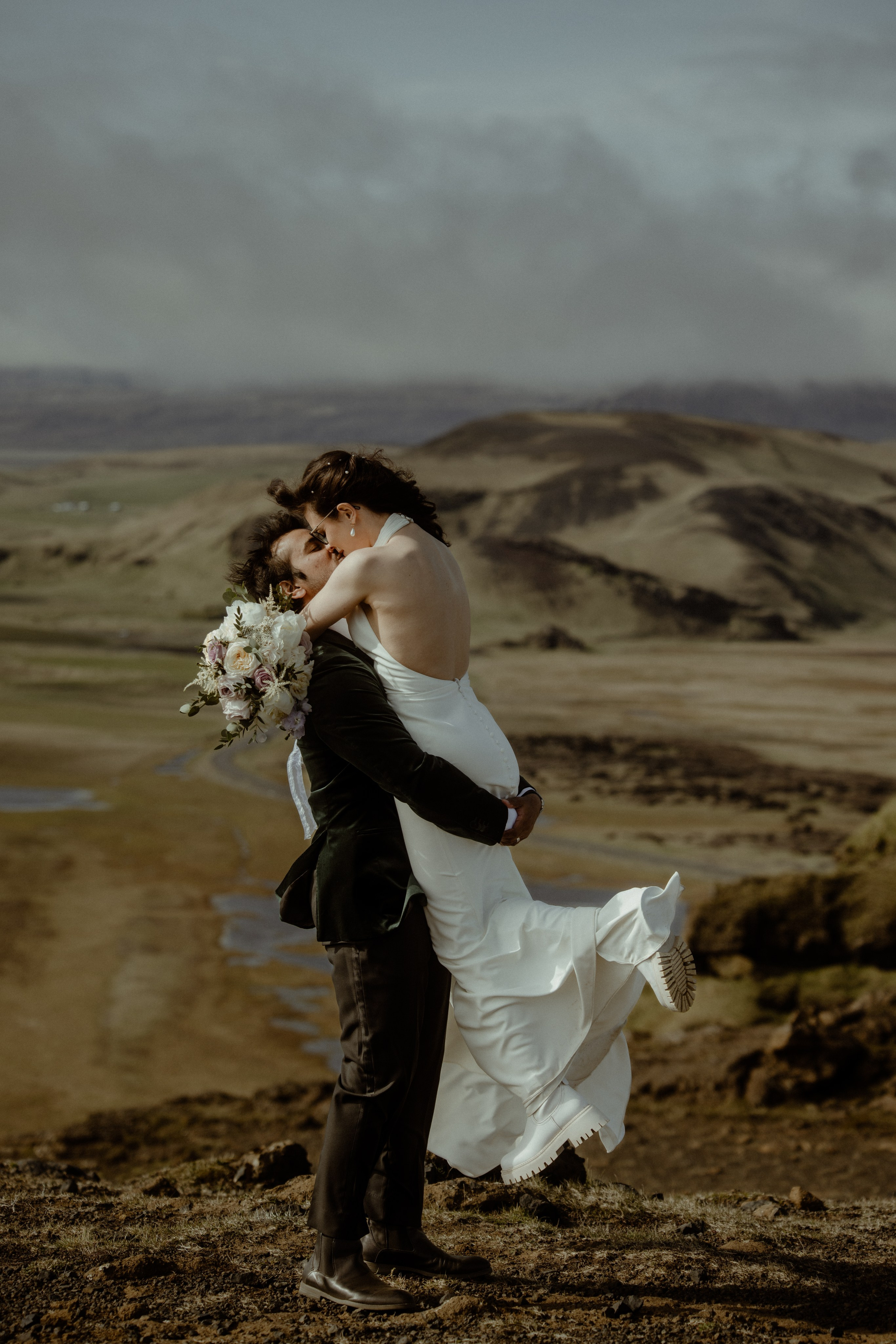 Iceland elopement at endless black sand beach. Iceland elopement photographer & videographer