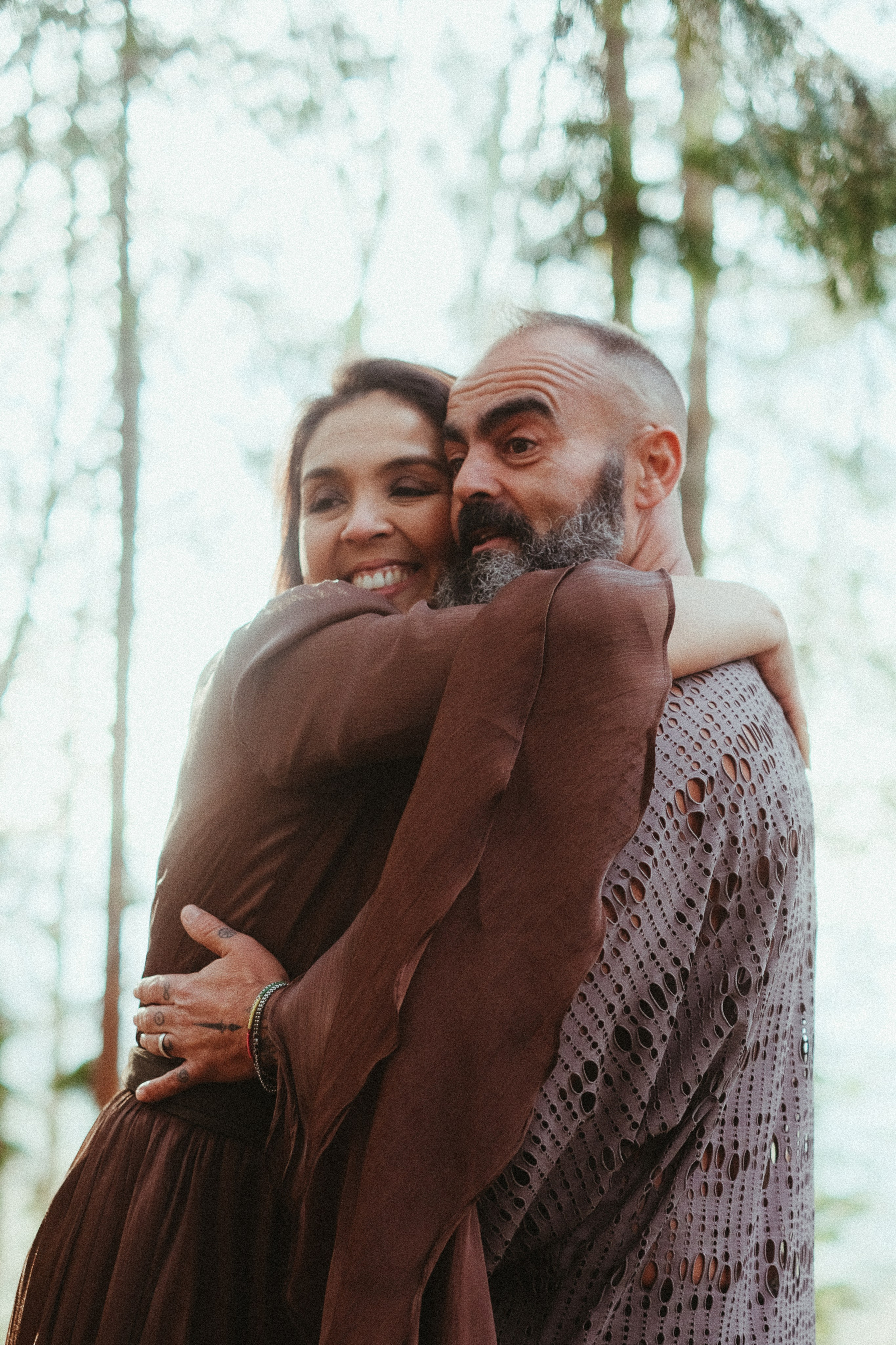 Close up couple portrait during forest elopement inspired session