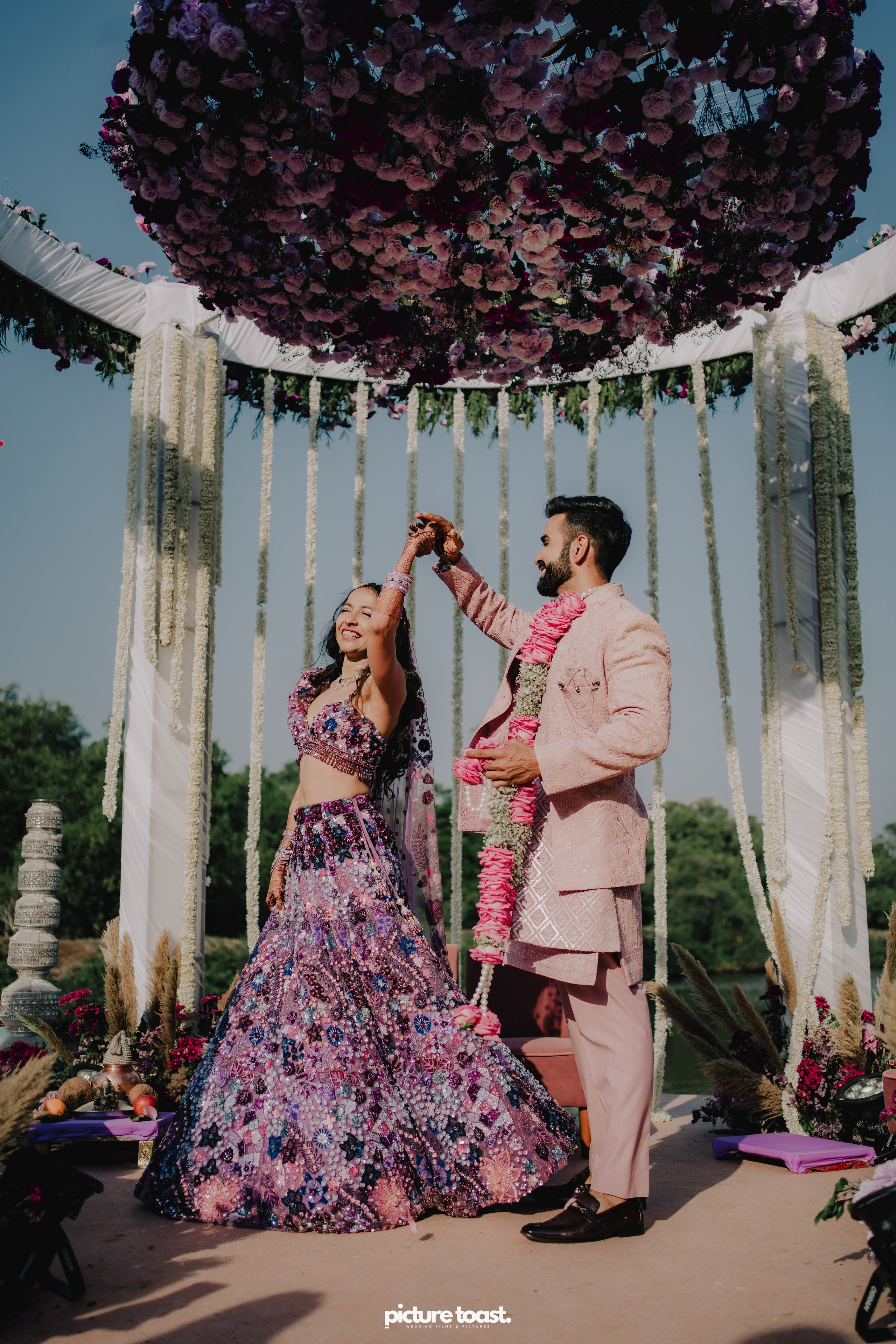 Varamala Ft. Barbie & Aneesh. Fine art Wedding Photographers in India & Canada