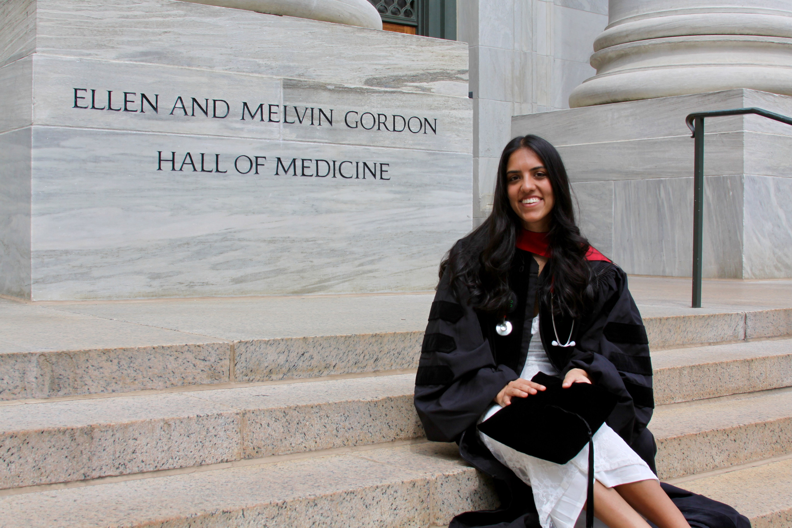 MD graduation with Ruhi. Kelly Sang, graduation and portrait photographer in Boston