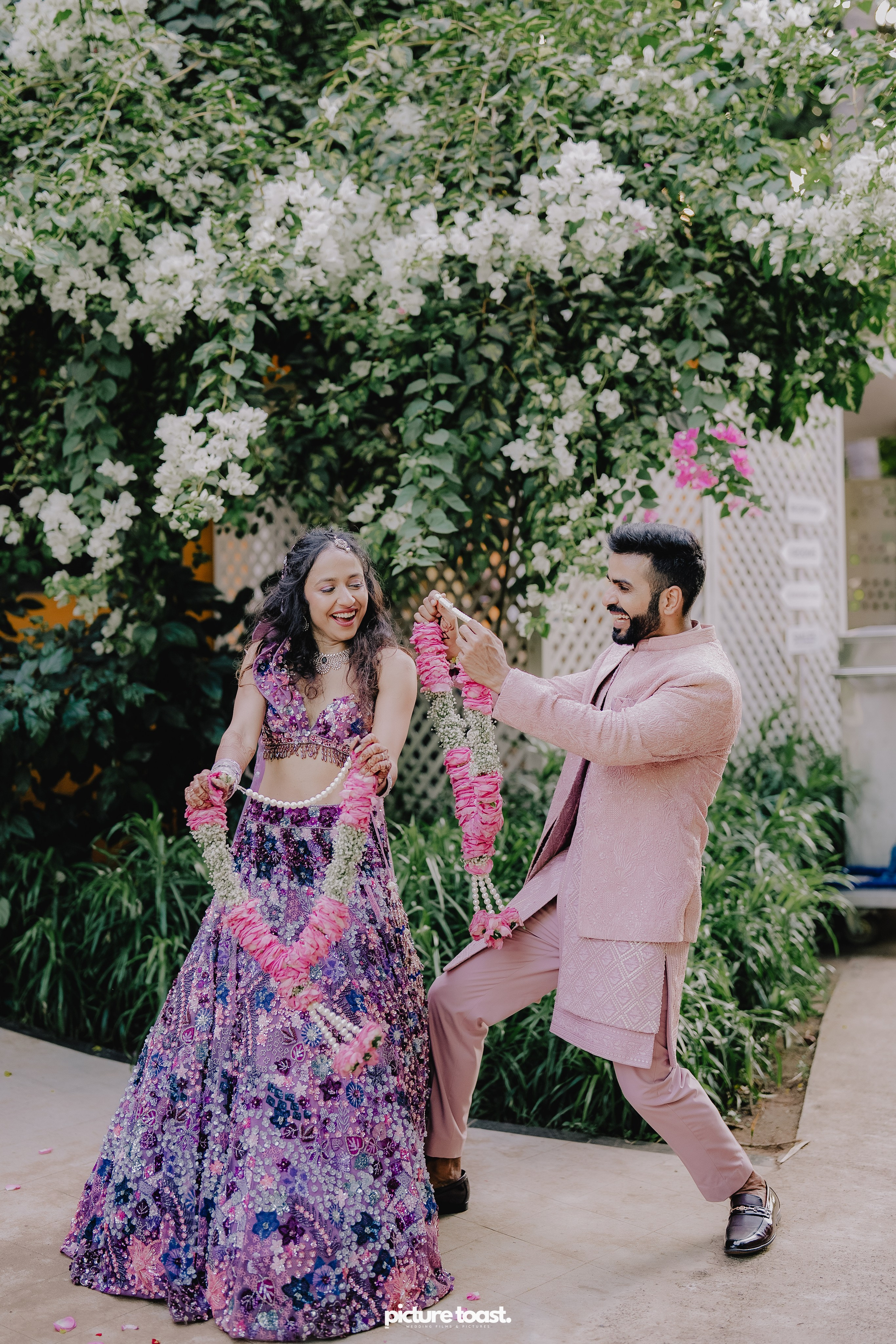 Varamala Ft. Barbie & Aneesh. Fine art Wedding Photographers in India & Canada