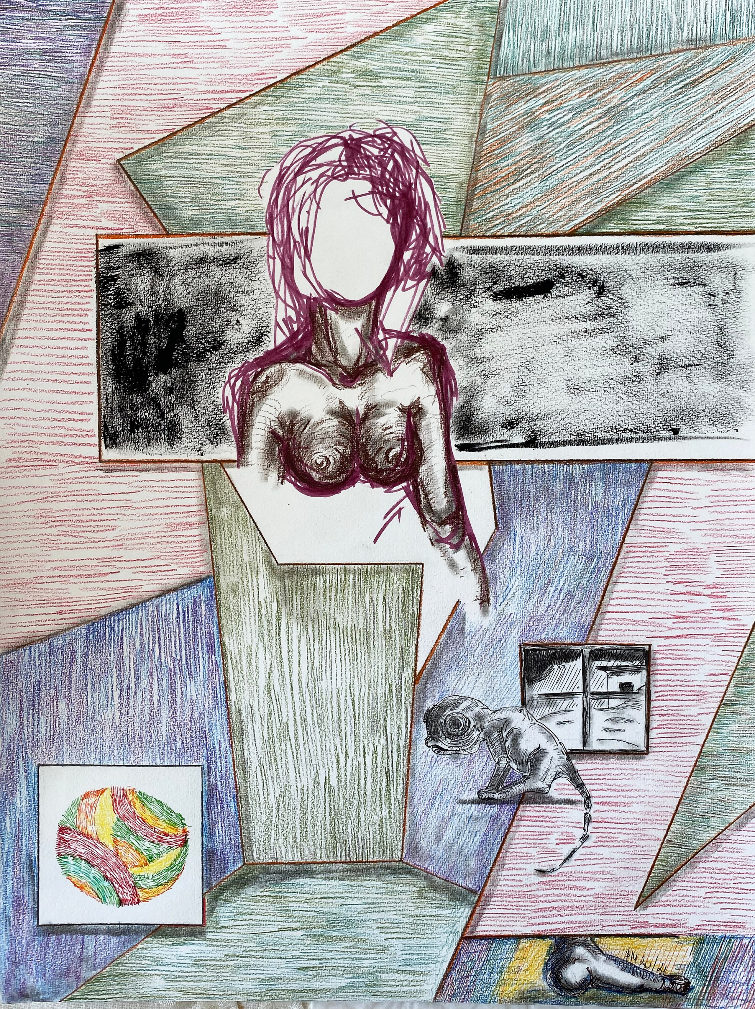 A haunting visualization from the Transaction Art universe exploring fragile human existence through distorted digital aesthetics. This work fragments biological and financial imagery into 3% visible reality and 97% glitch, mirroring how modern life balances between survival and systemic erasure. Signature {$M} elements appear as ghostly transactions across the decaying visual field."