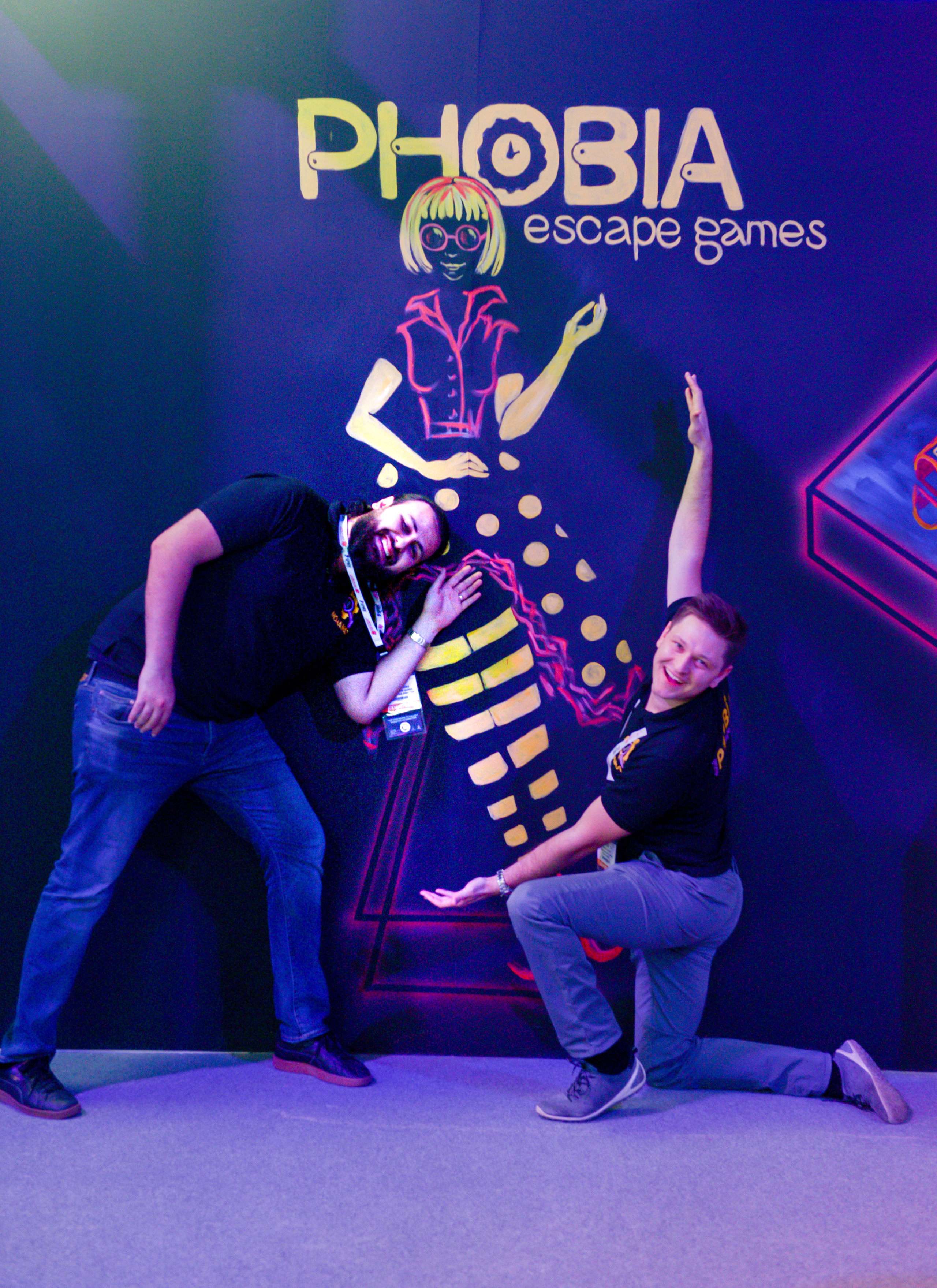 Wallpainting for  Phobia Dubai Escape Games stand on INDEX Exibition. Dubai. 2019.  Artistic design: Kathrin Kovshova. Artist  team:  Kathrin  Kovshova, Katya Kudrya.