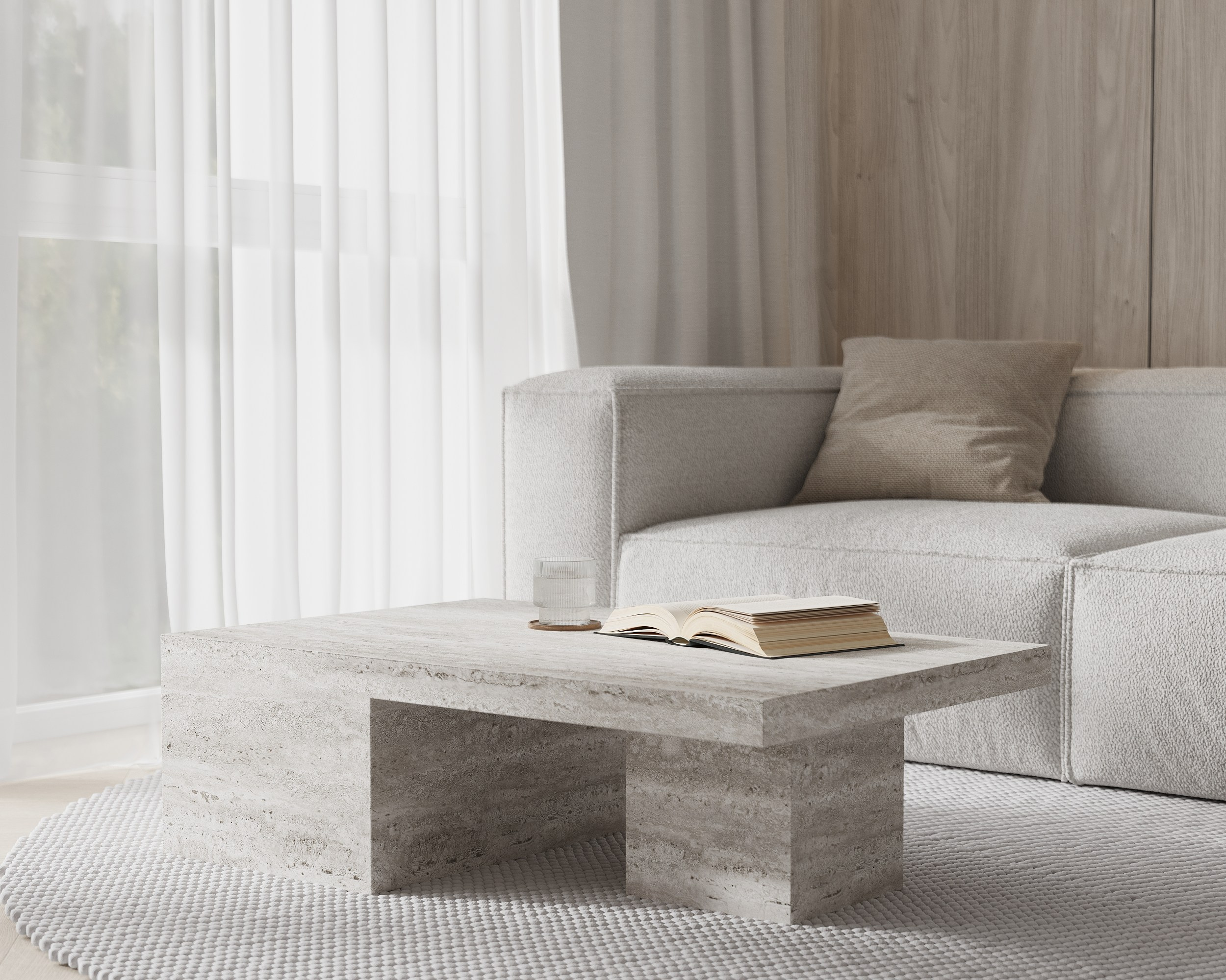 Story of Wood and Travertine. Simple Archs — high quality visualizations for your interior projects