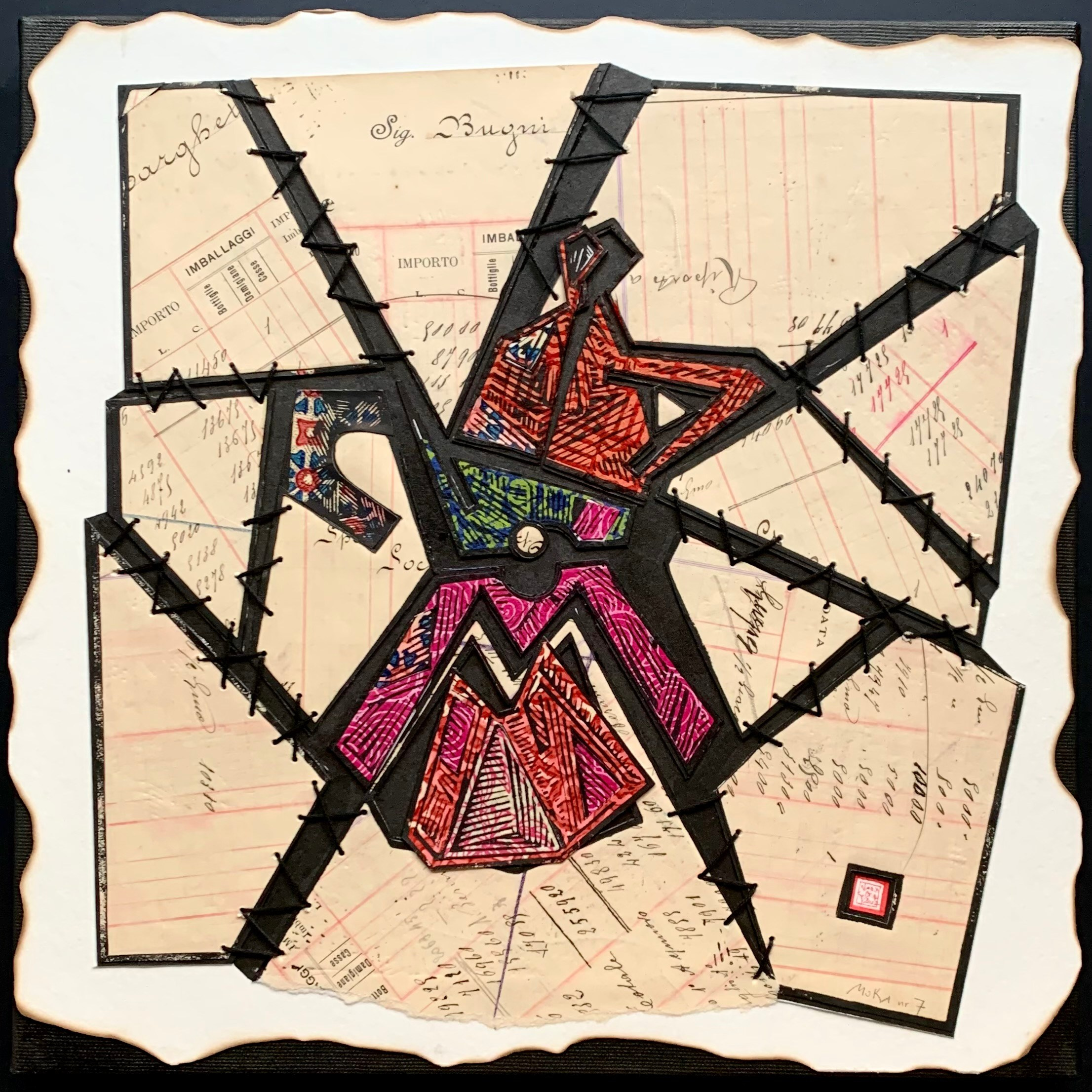 moka collage artwork square canvas dancing paper futurist series collection blue pattern collection, linocut print, handmade, coffee, square, art collection, caffettiera, legend