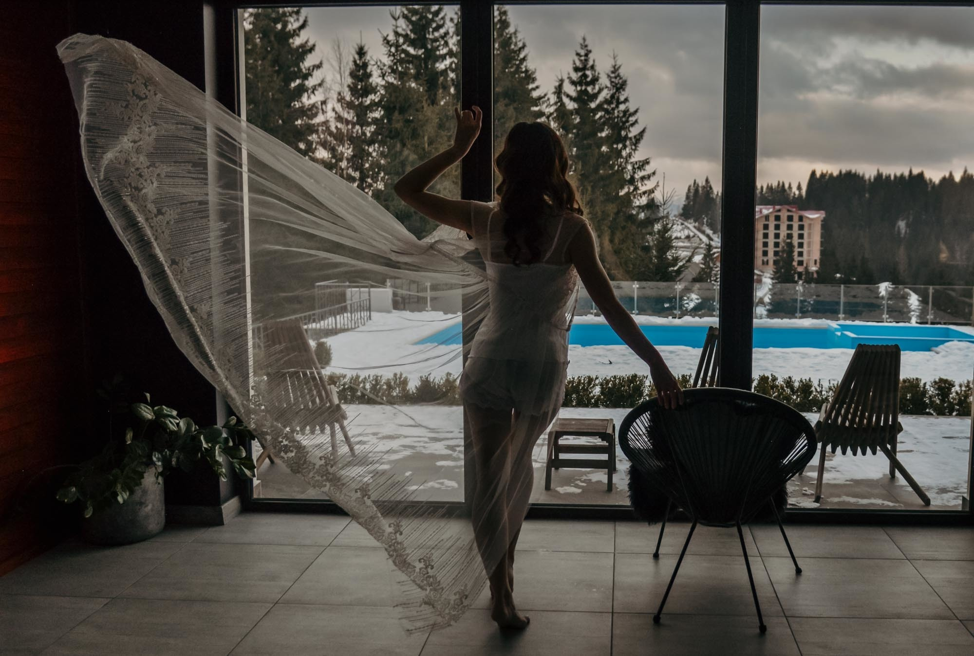 Elopement in Winter Forest. Family Lifestyle Photography