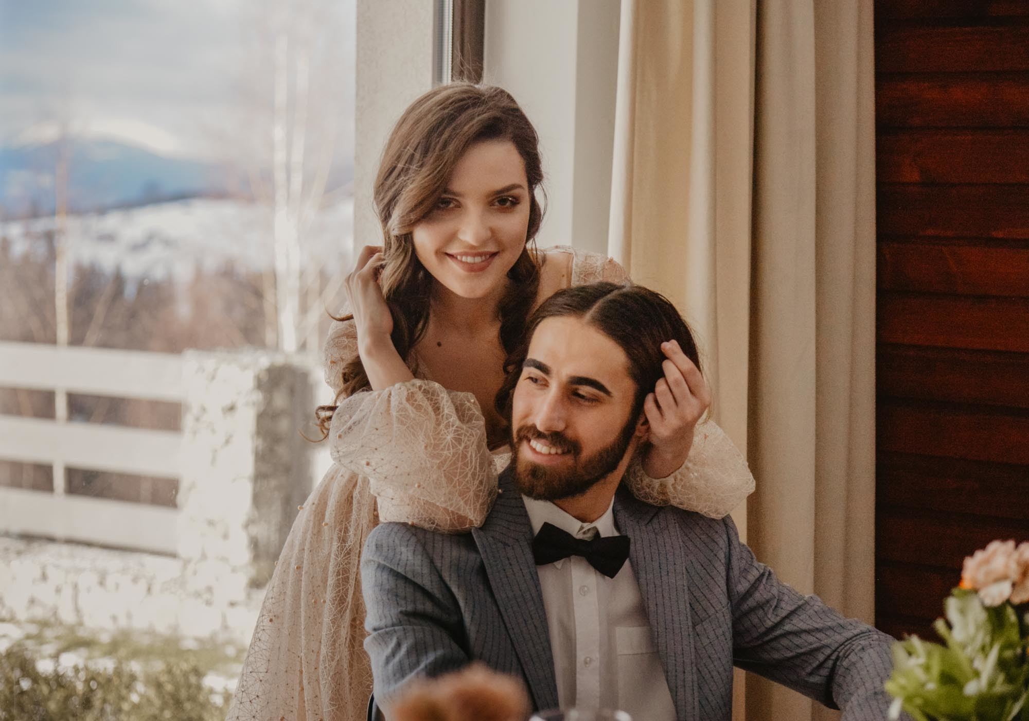 Elopement in Winter Forest. Family Lifestyle Photography