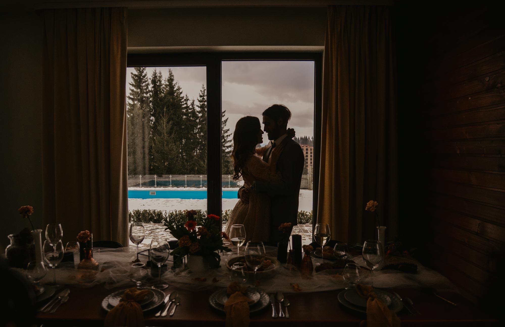 Elopement in Winter Forest. Family Lifestyle Photography