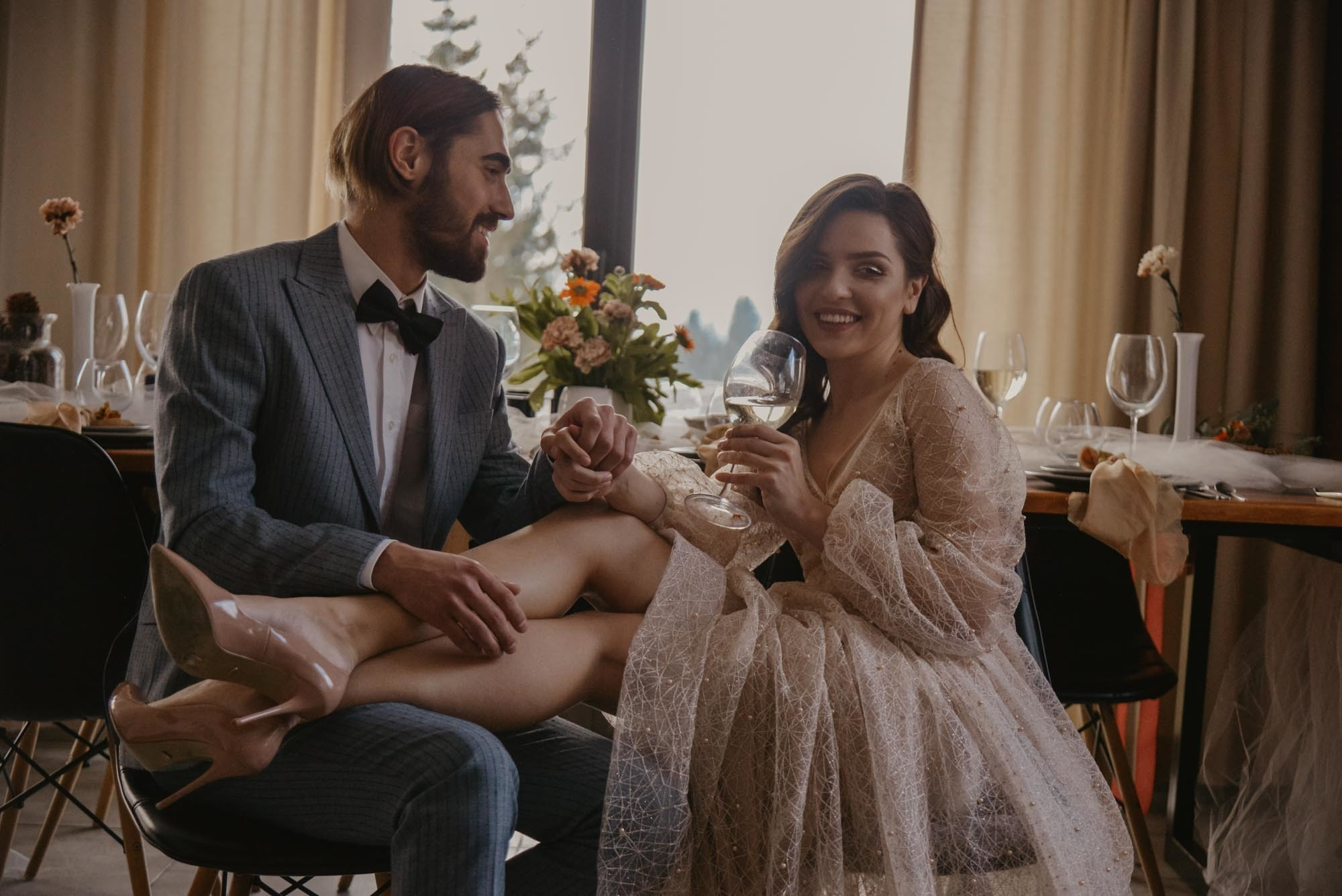 Elopement in Winter Forest. Family Lifestyle Photography